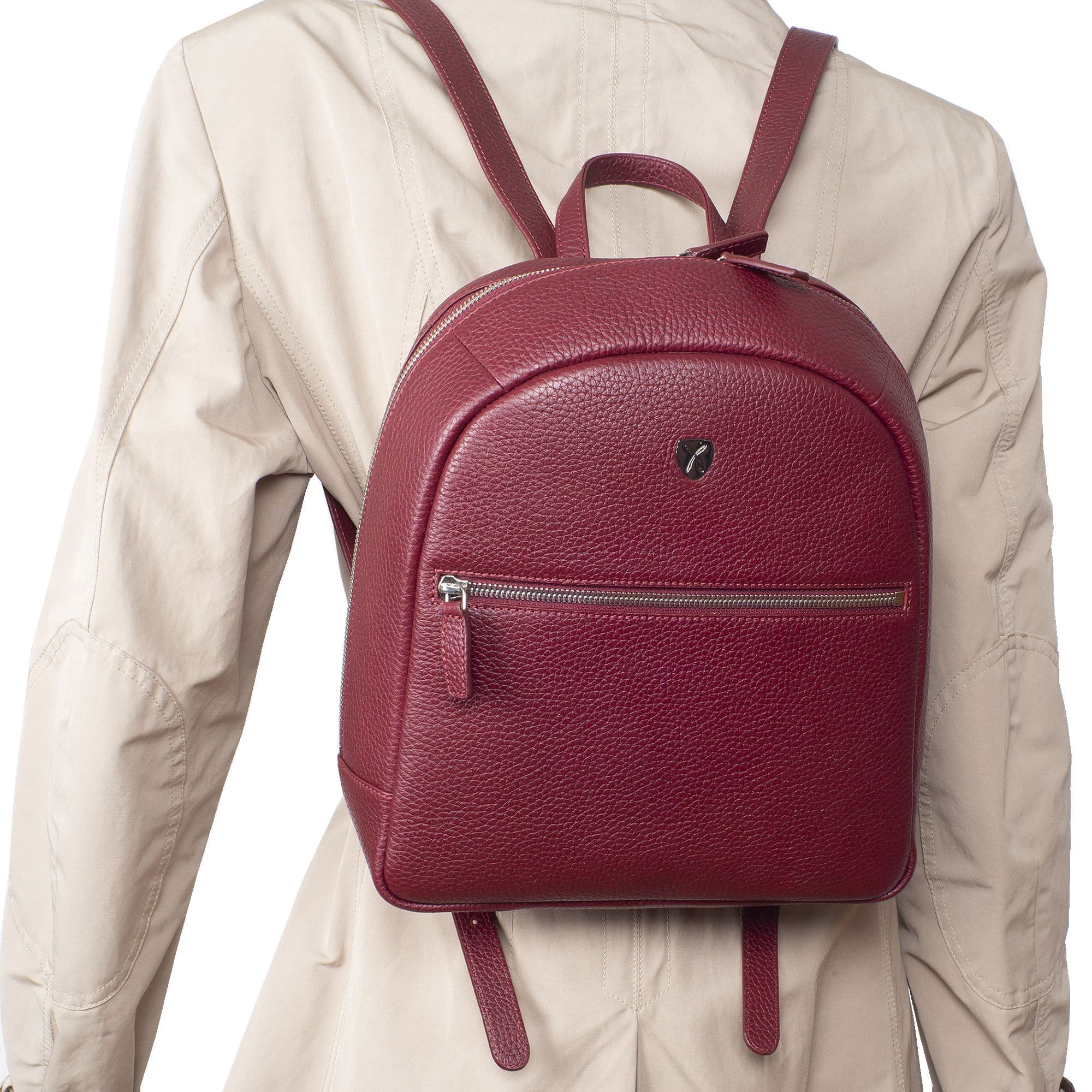 Damenrucksack Lederrucksack 10 Zoll Leder bordeauxrot - Corf Offermann