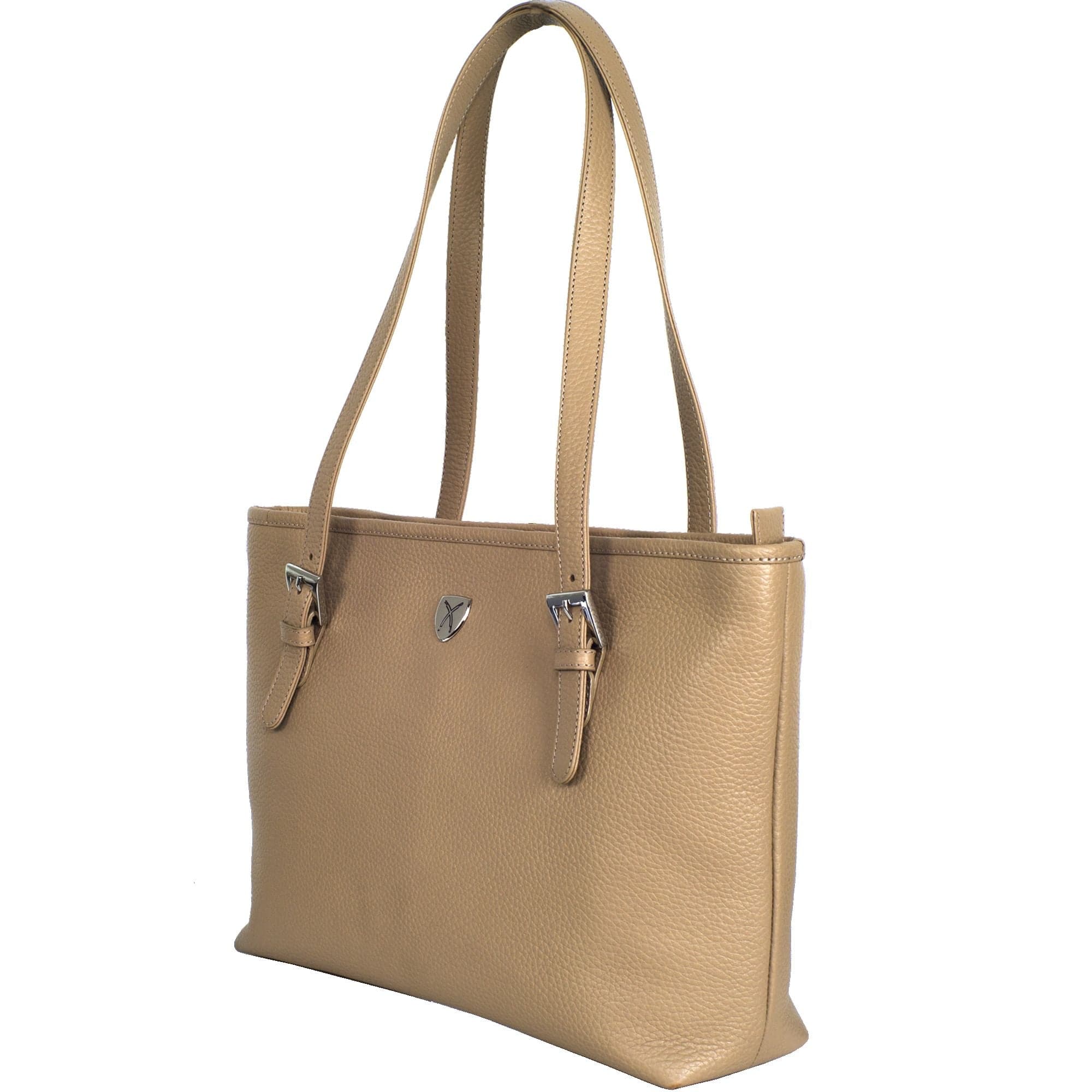 Handtasche Shopper 13 Zoll Leder beige