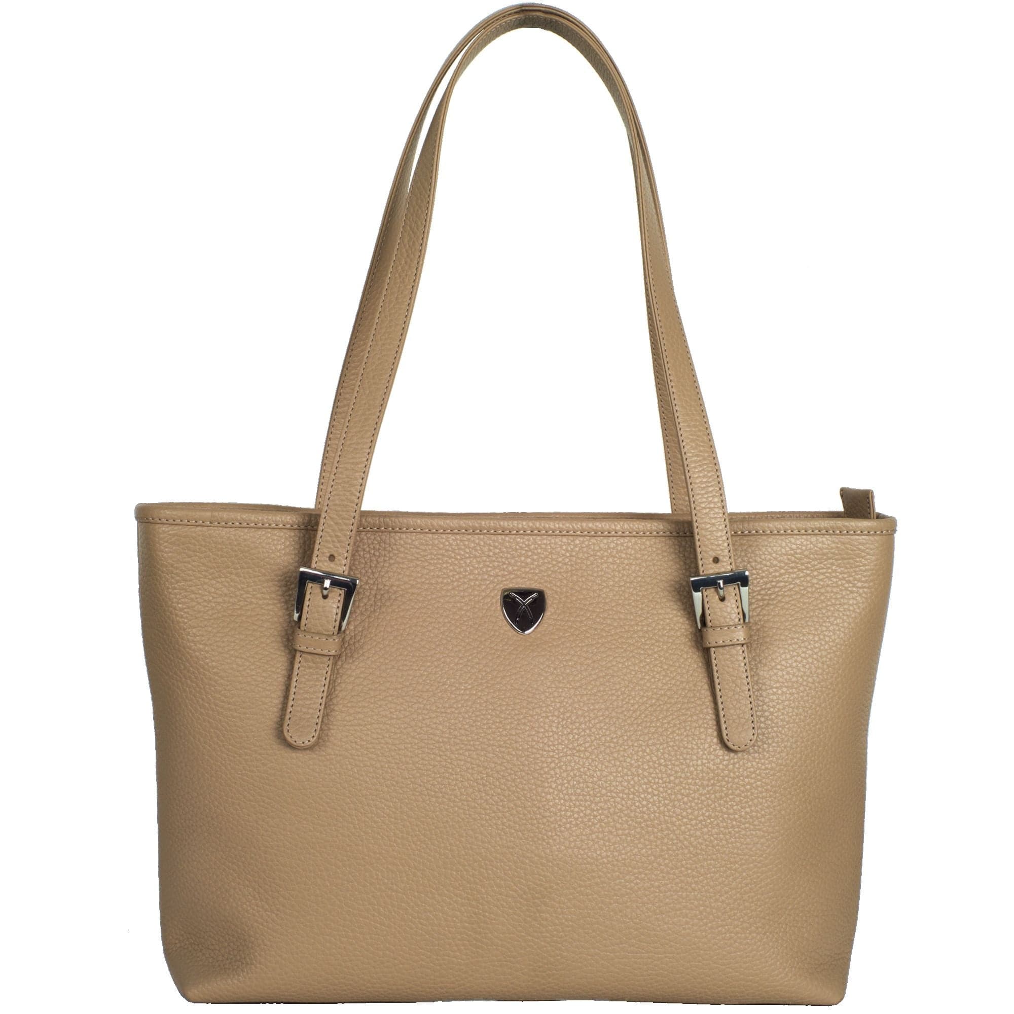 Handtasche Shopper 13 Zoll Leder beige