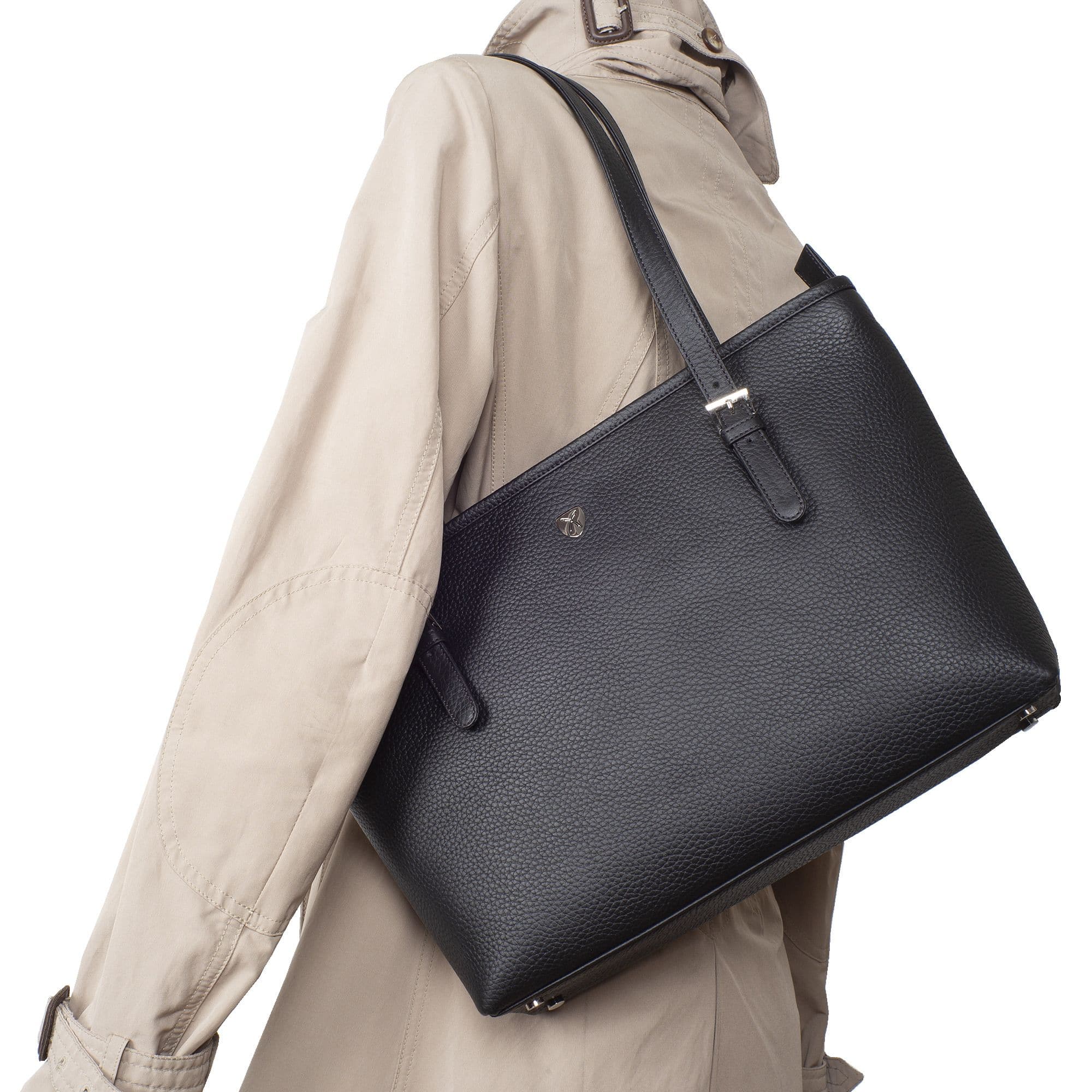 Handtasche Shopper 13 Zoll Leder schwarz - Corf Offermann