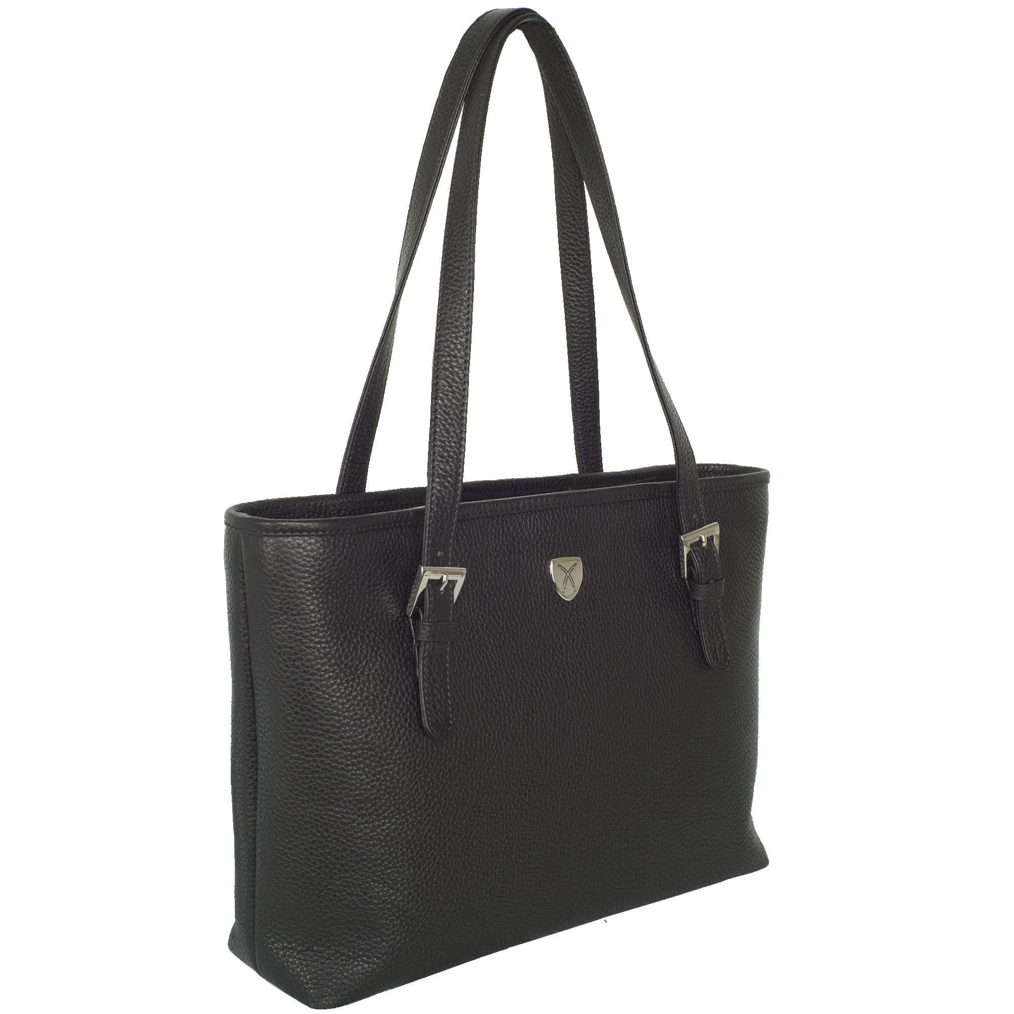 Handtasche Shopper 13 Zoll Leder schwarz