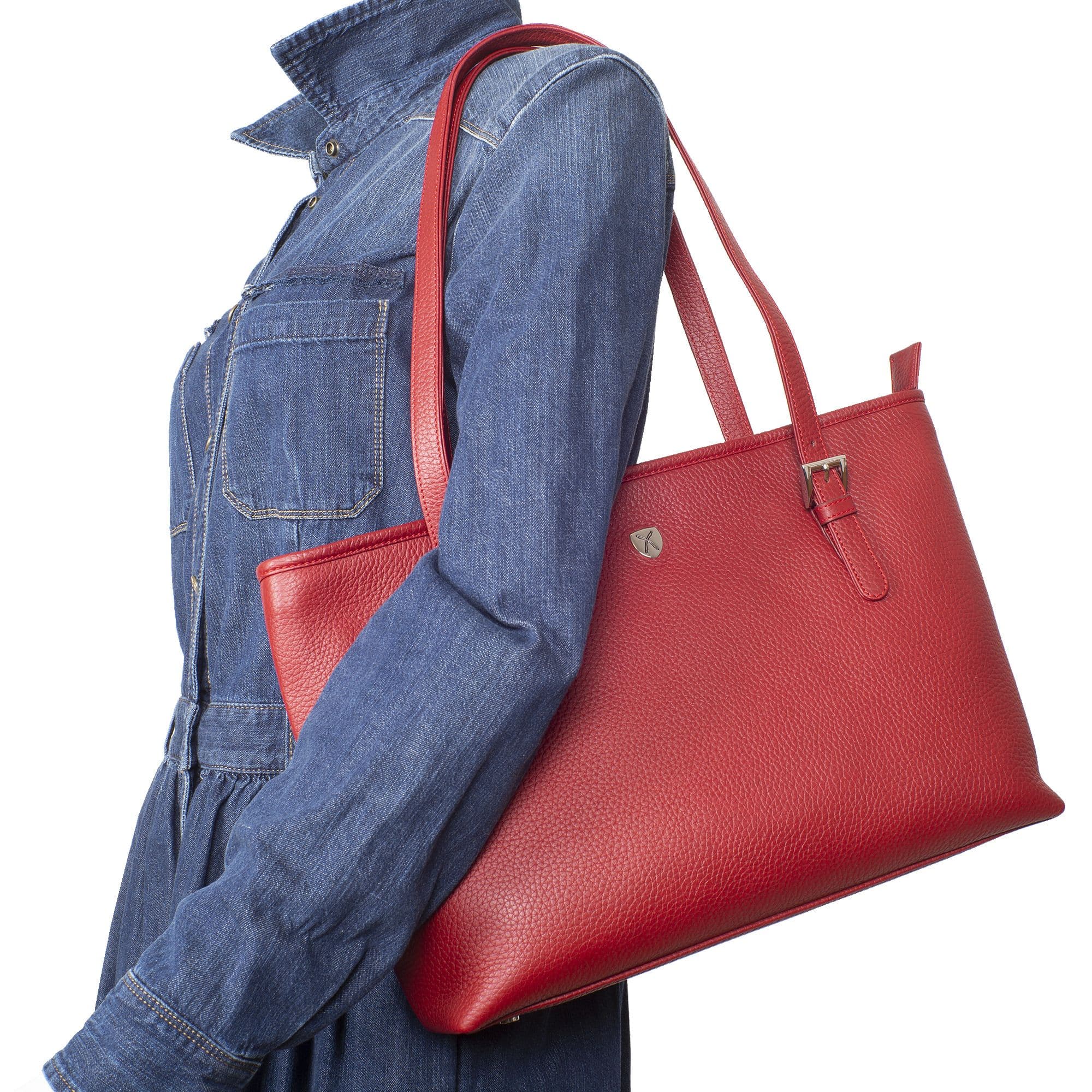 Handtasche Shopper 13 Zoll Leder rot