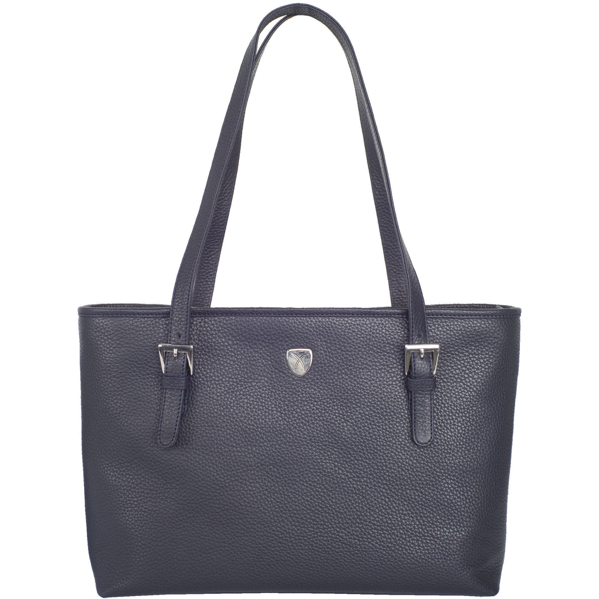 Handtasche Shopper 13 Zoll Leder blau