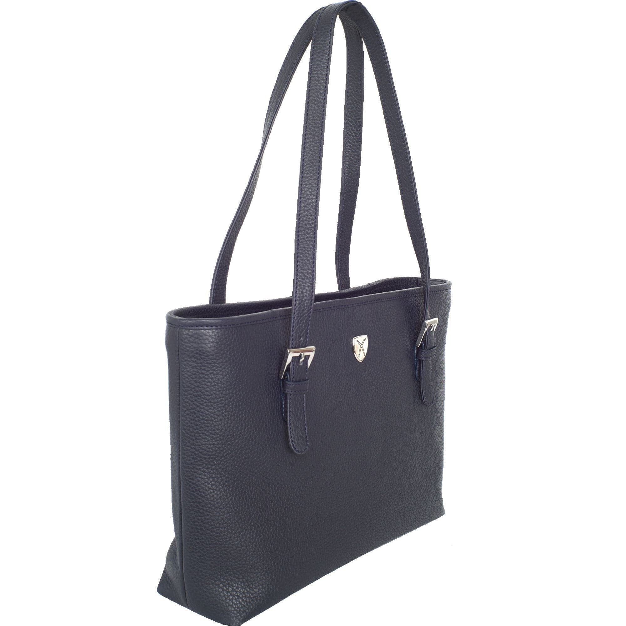 Handtasche Shopper 13 Zoll Leder blau