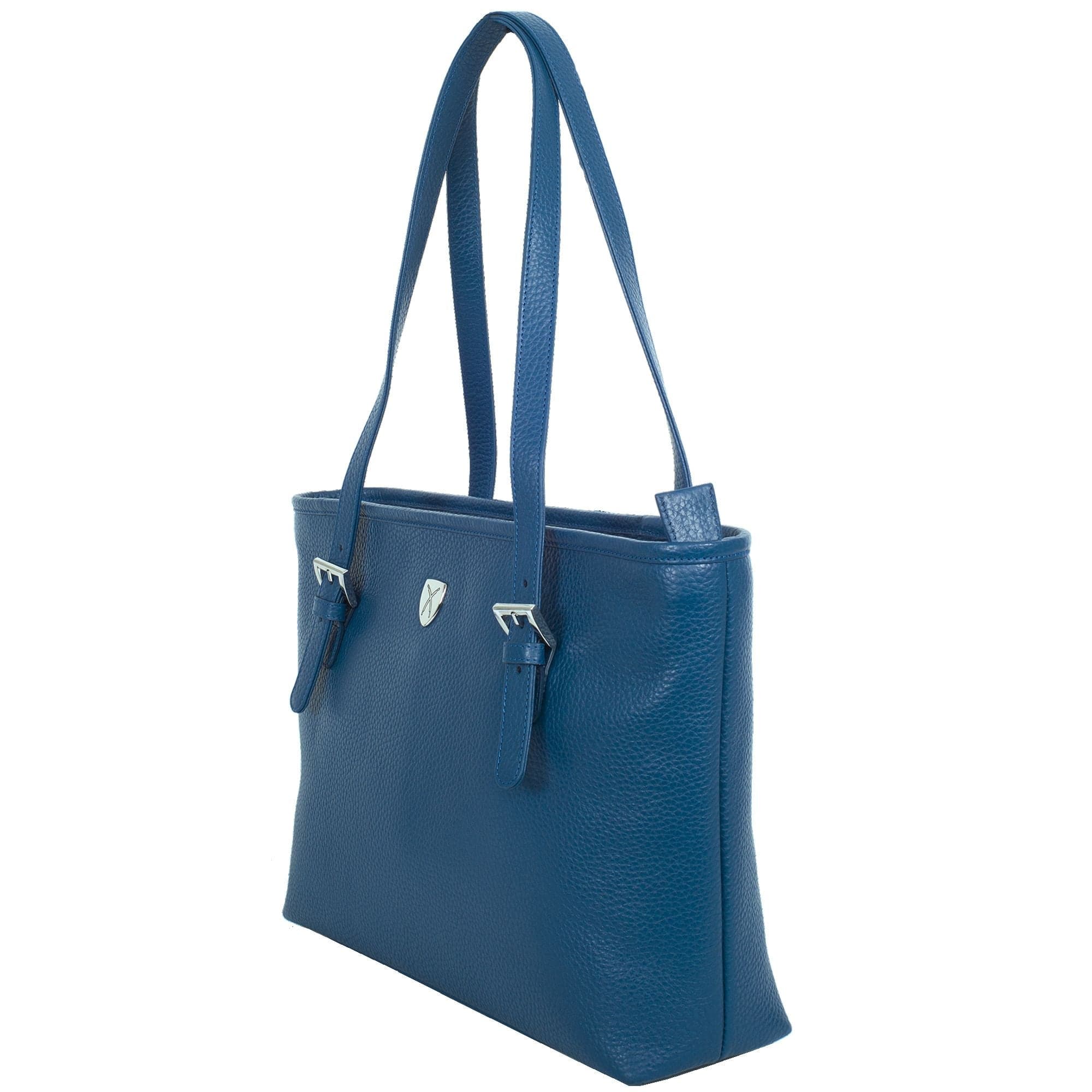 Handtasche Shopper 13 Zoll Leder hellblau