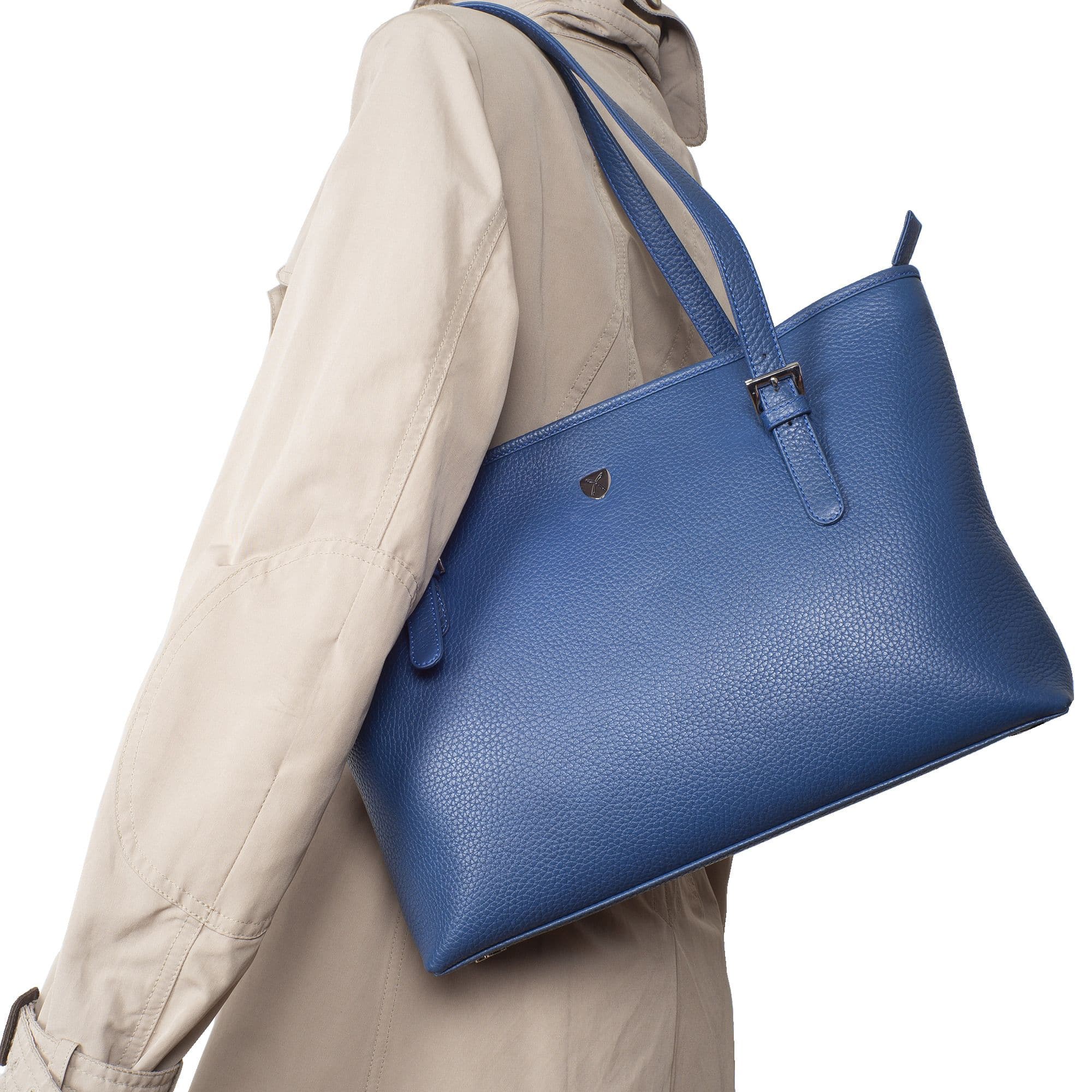 Handtasche Shopper 13 Zoll Leder hellblau - Corf Offermann
