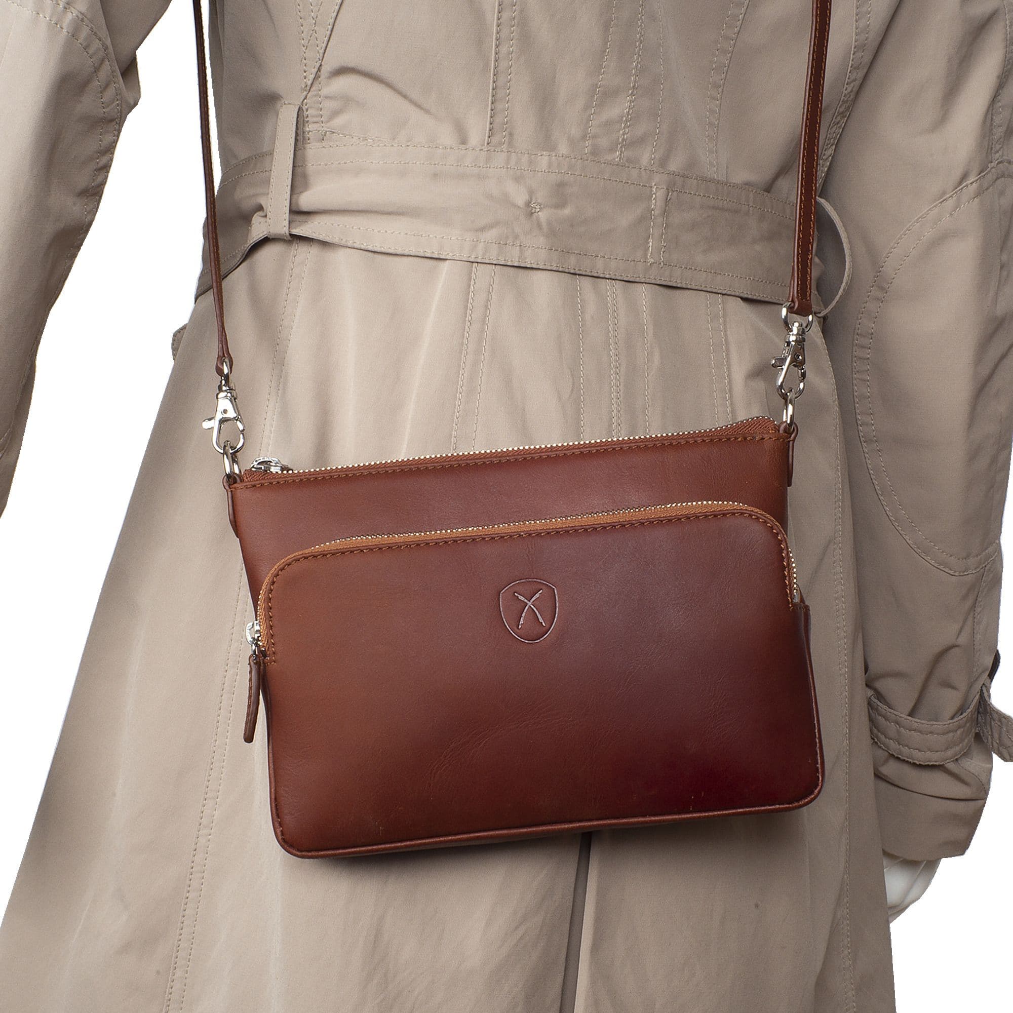 Handtasche Umhängetasche Leder cognac - Corf Offermann