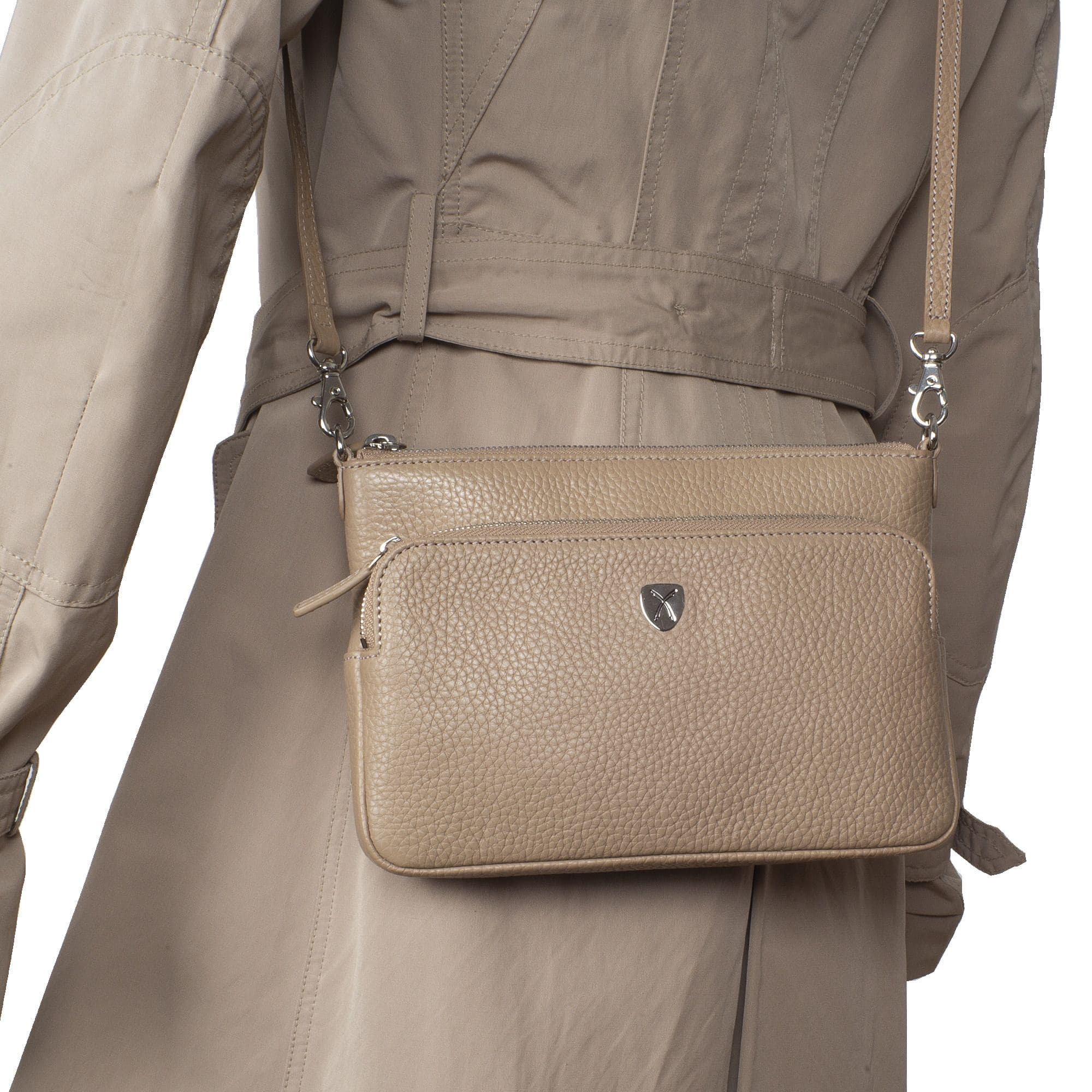 Handtasche Umhängetasche Leder beige