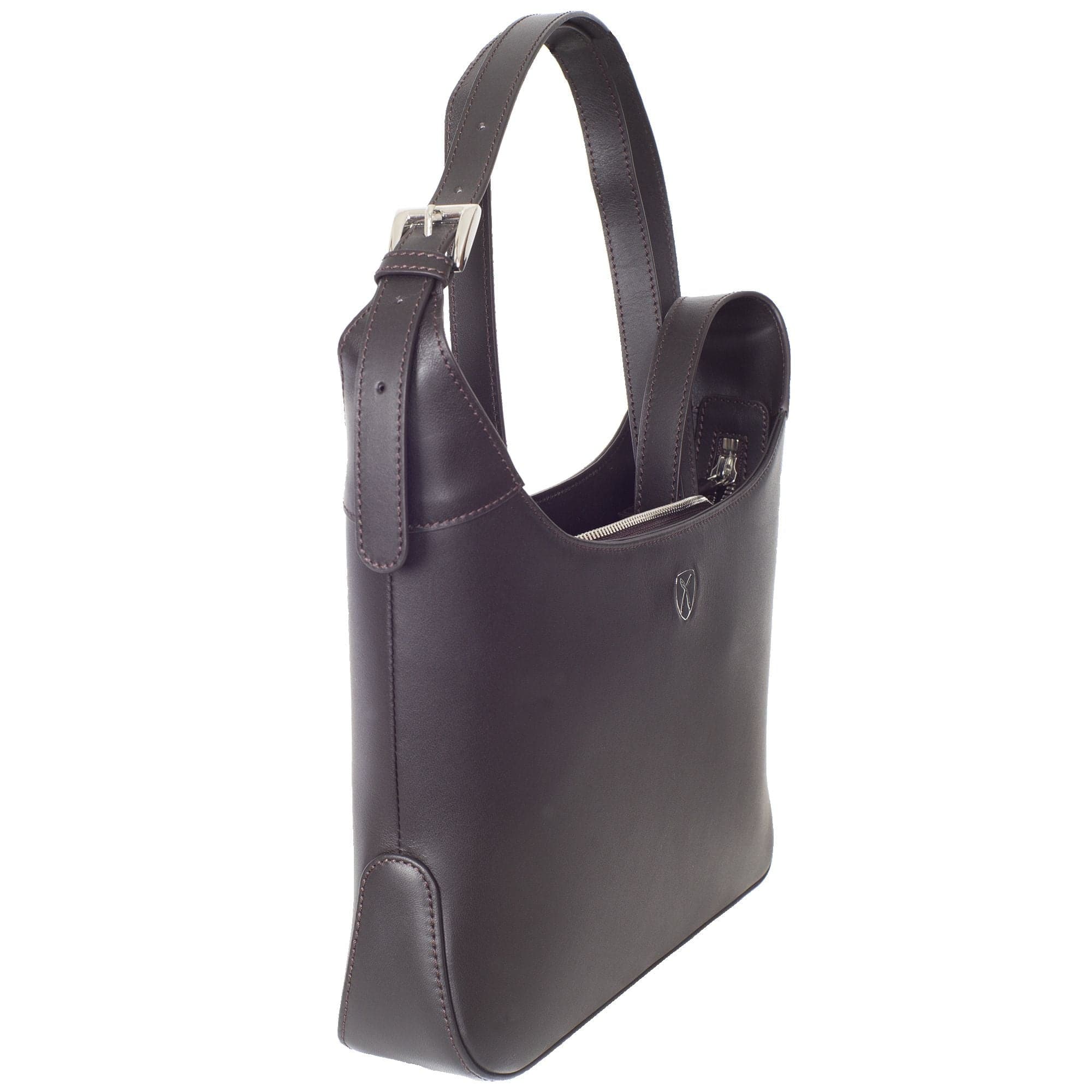 Schultertasche Handtasche Crossover glattes Leder braun