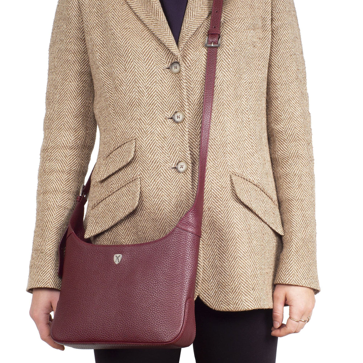 Schultertasche Handtasche Crossover Leder bordeauxrot - Corf Offermann