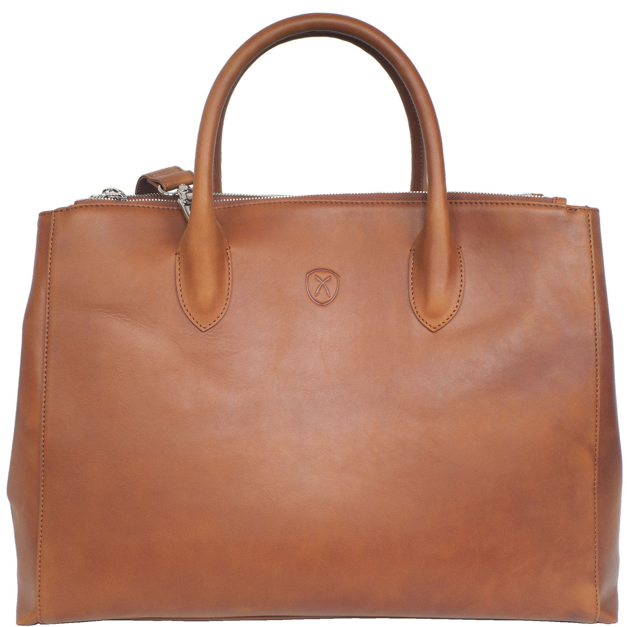 Damen Businesstasche Handtasche 15 Zoll Leder cognac