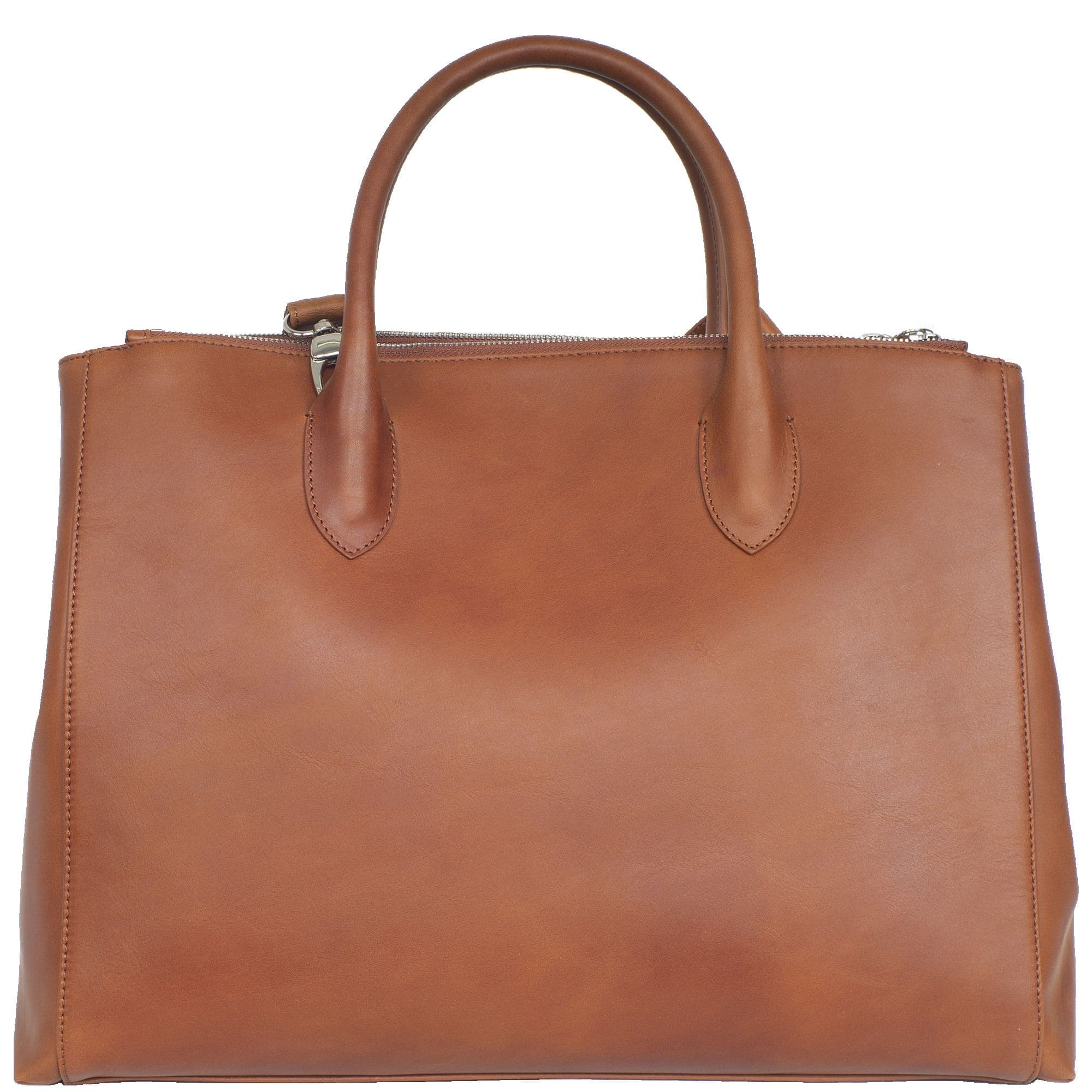 Damen Businesstasche Handtasche 15 Zoll Leder cognac