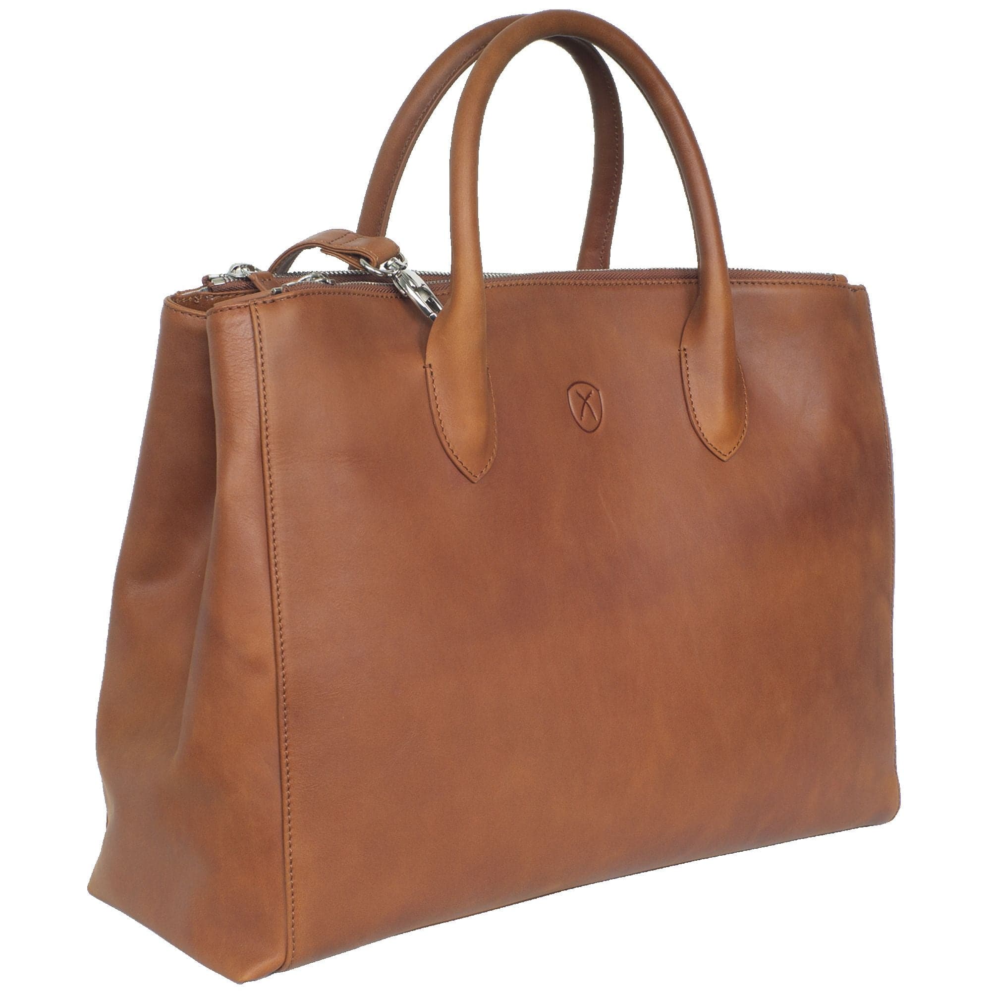 Damen Businesstasche Handtasche 15 Zoll Leder cognac