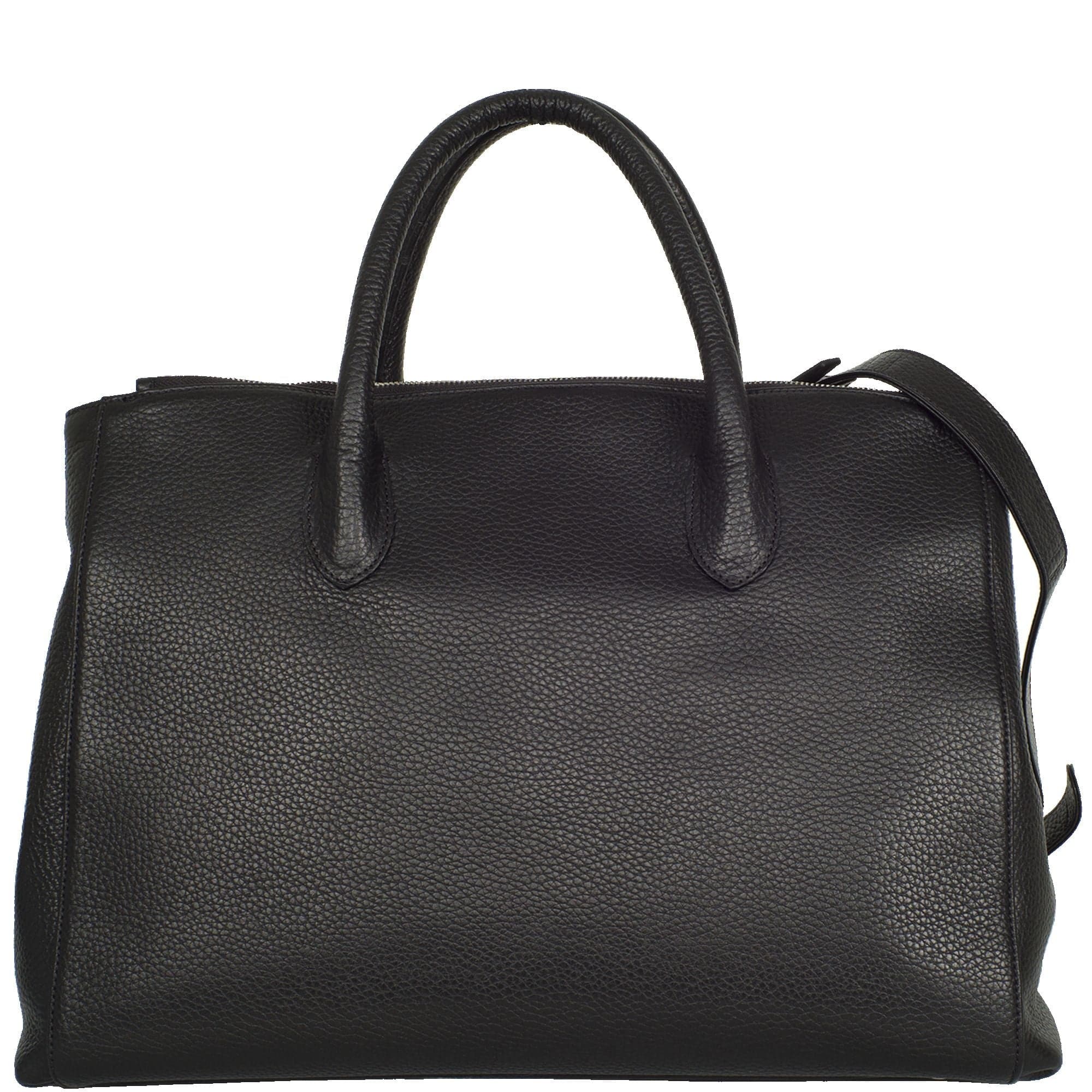 Damen Businesstasche Handtasche 15 Zoll Leder schwarz