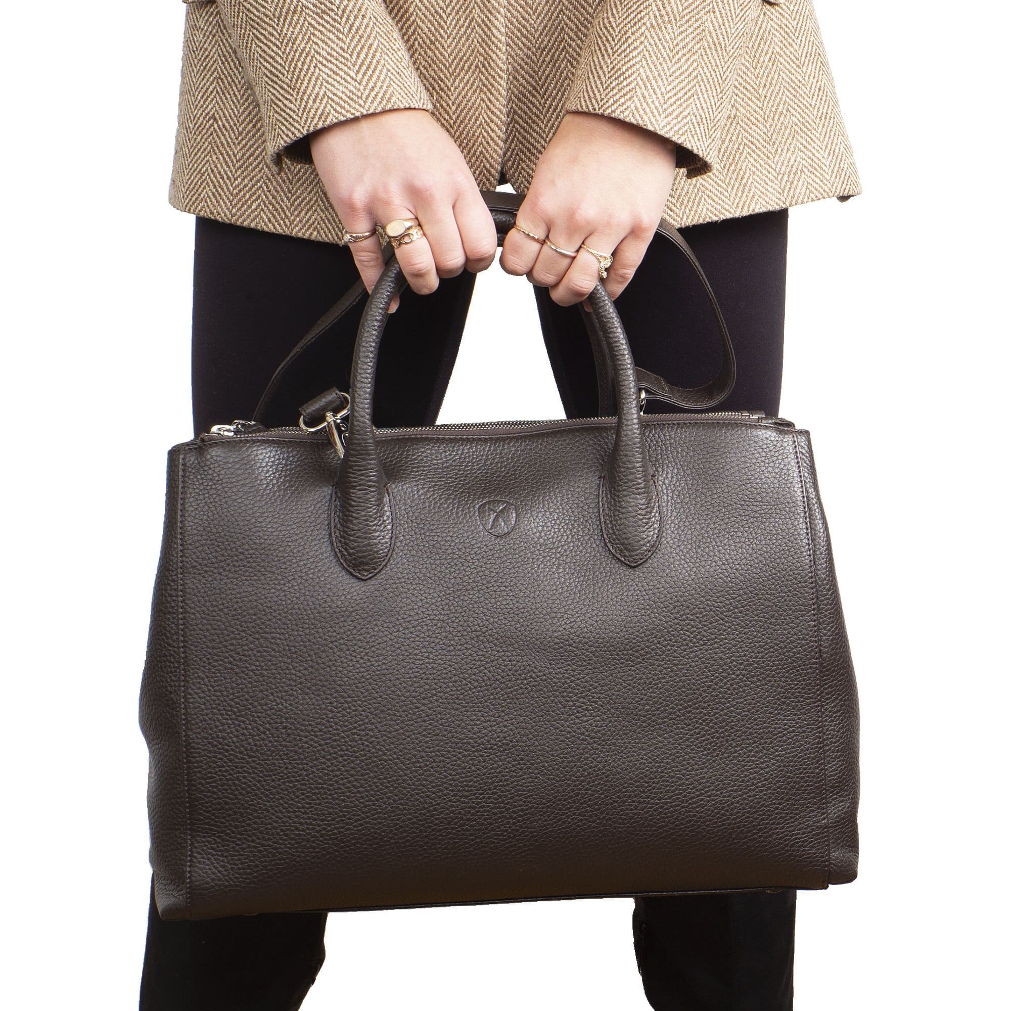 Damen Businesstasche Handtasche 15 Zoll Leder braun