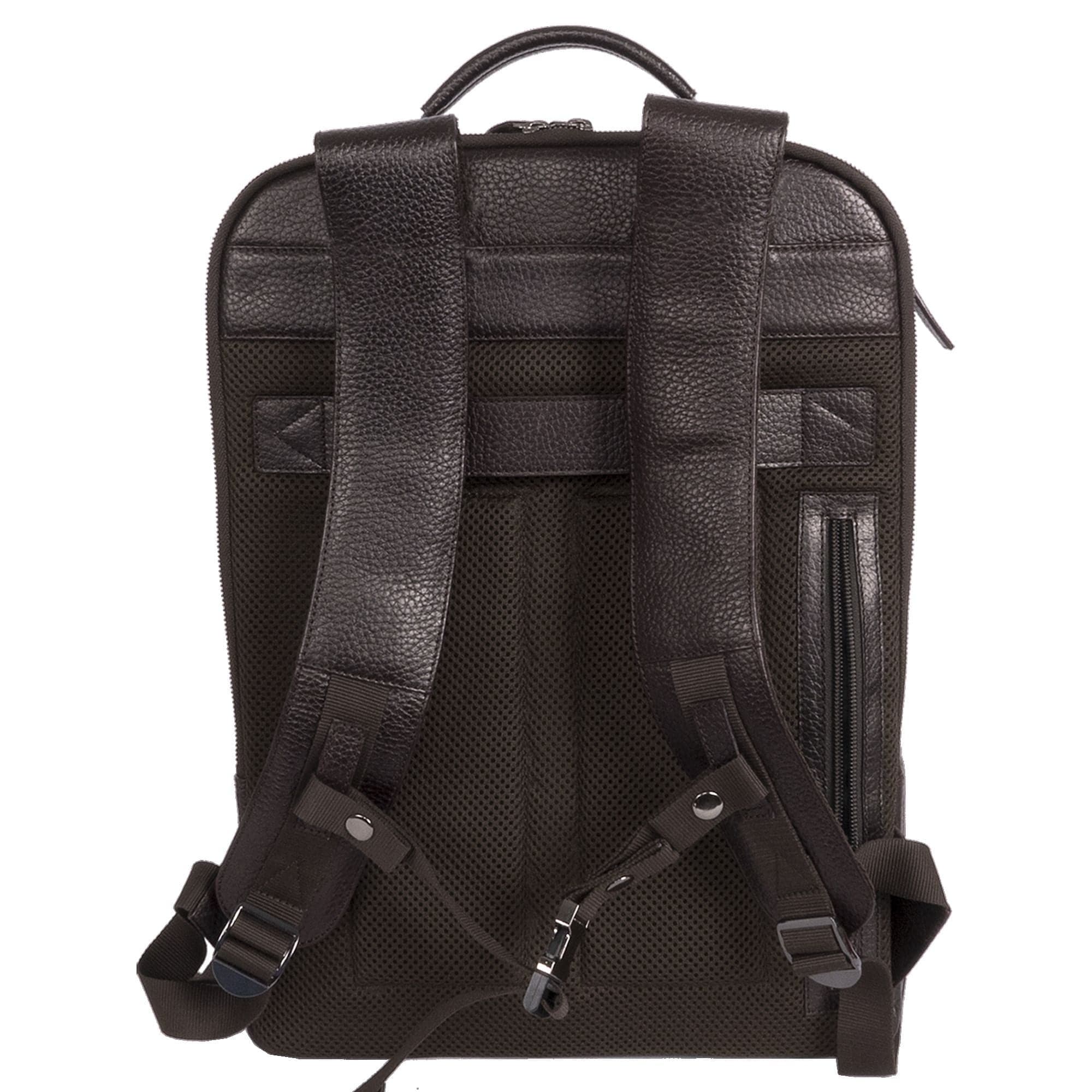 Businessrucksack Lederrucksack 15 Zoll geprägtes Leder braun 3 Fächer