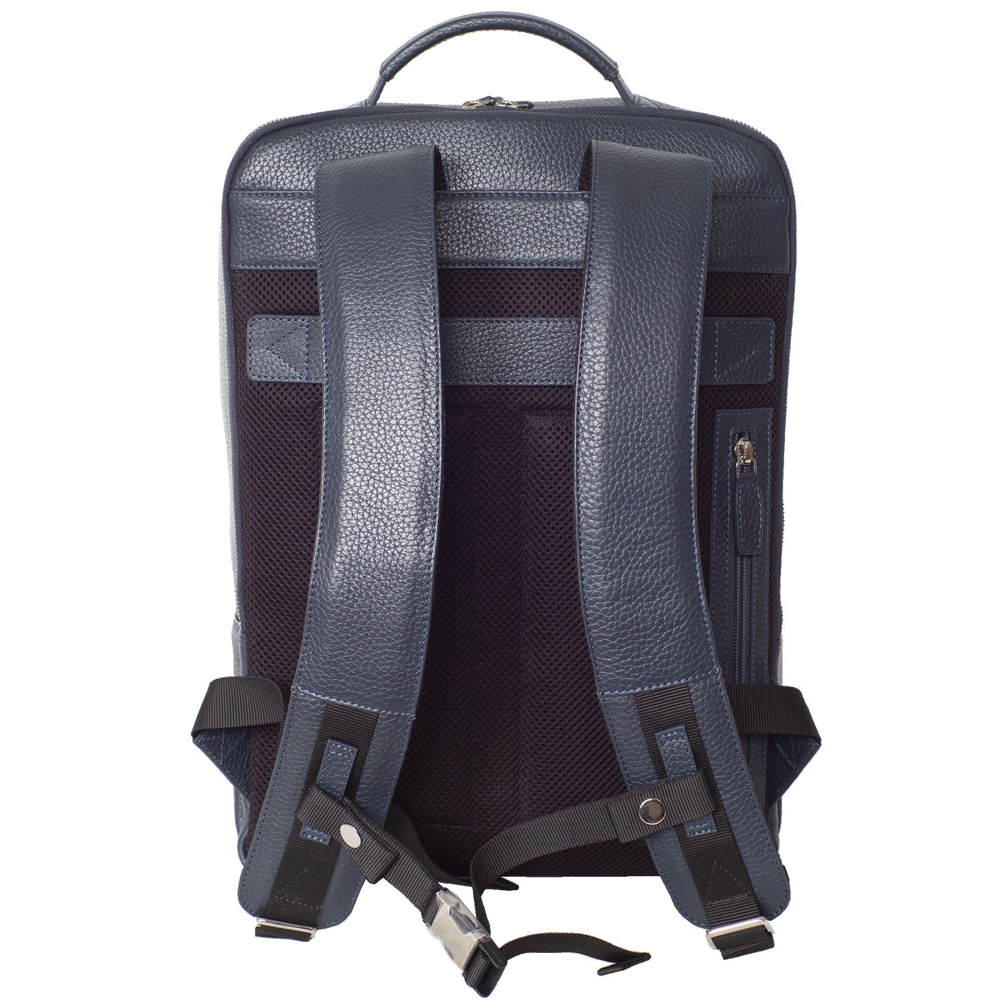 Businessrucksack Lederrucksack 15 Zoll geprägtes Leder blau 3 Fächer