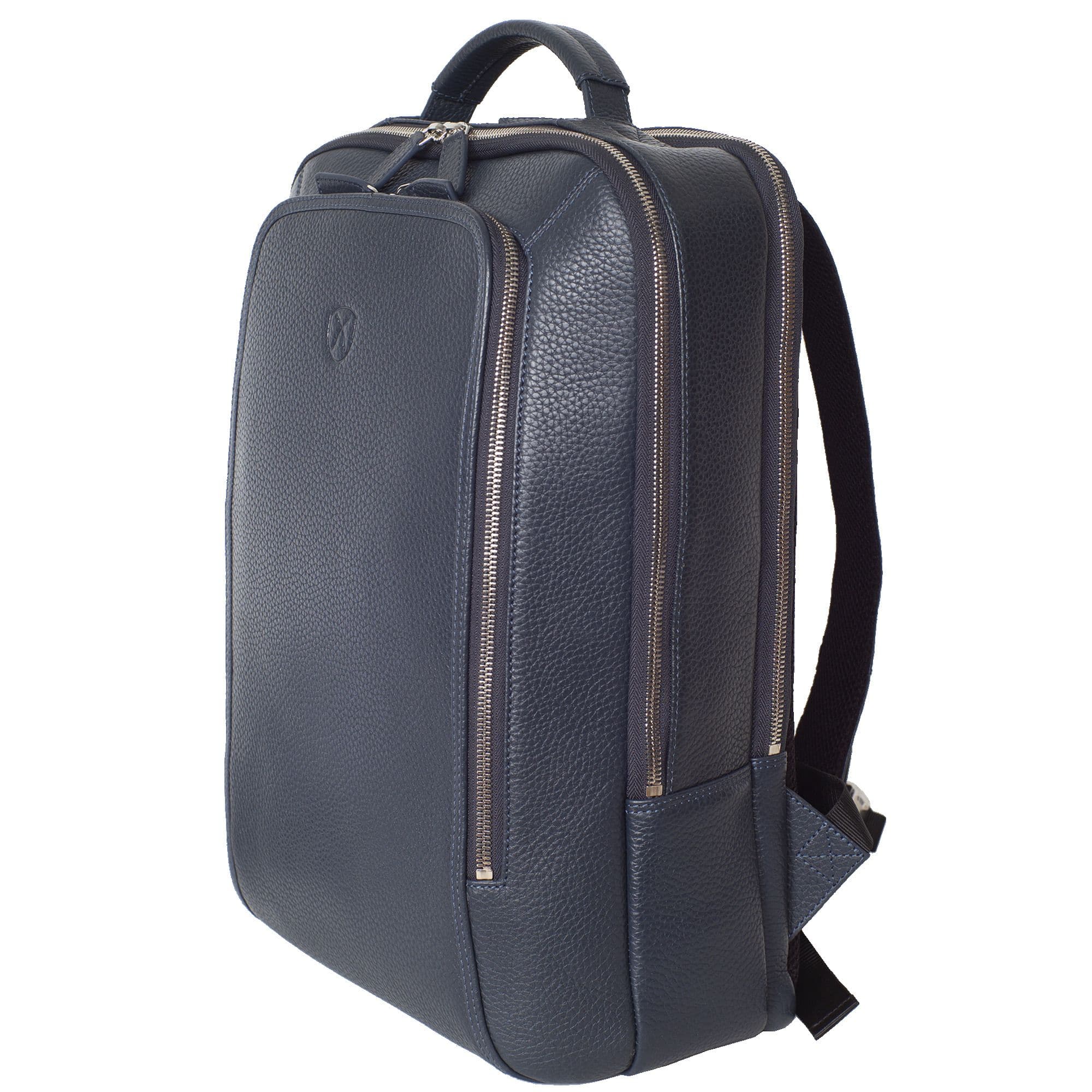 Businessrucksack Lederrucksack 15 Zoll geprägtes Leder blau 3 Fächer