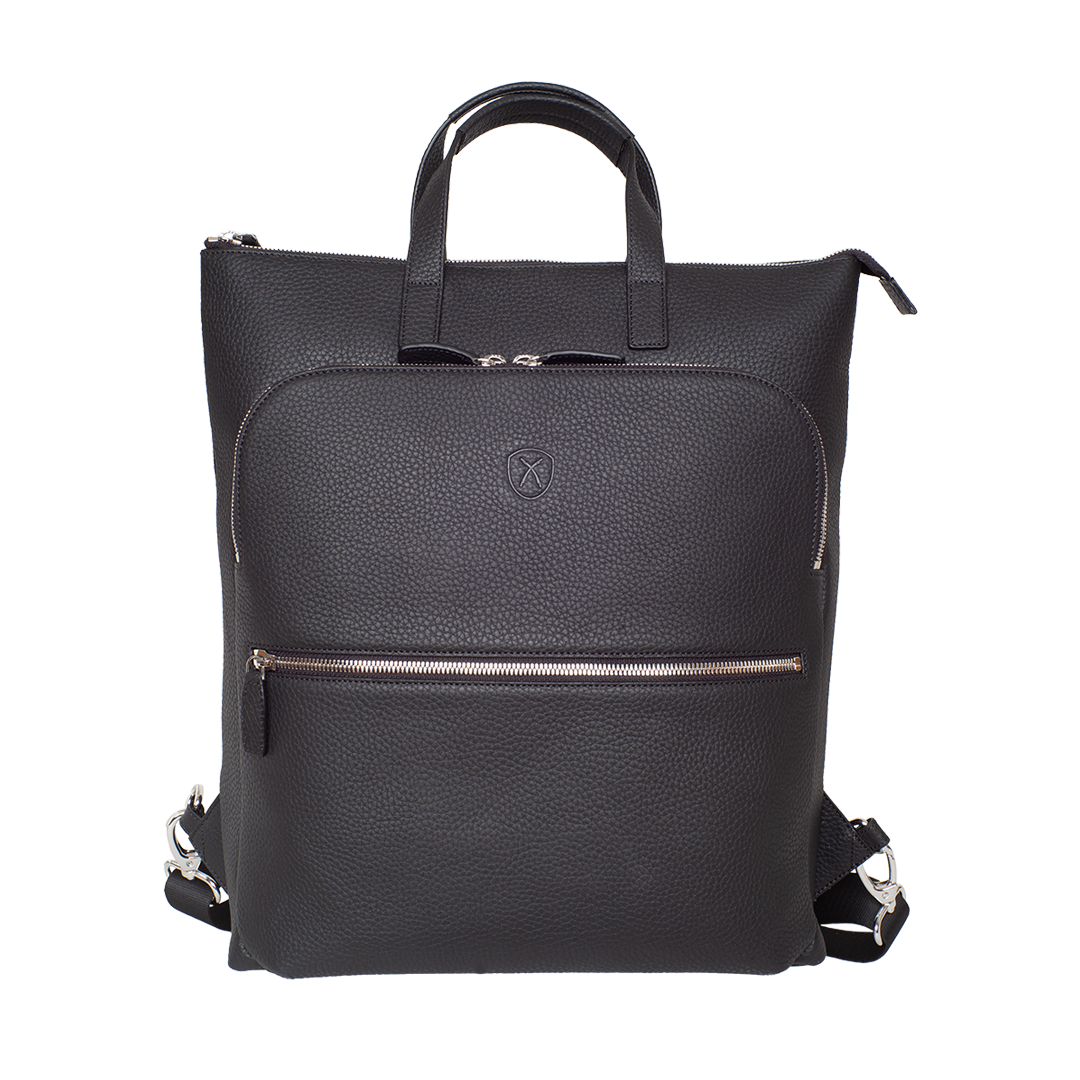 Shopper Rucksack 15 Zoll Leder schwarz
