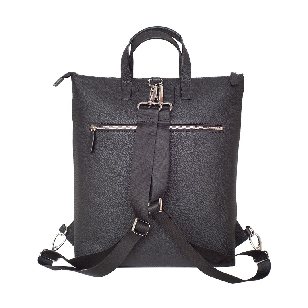 Shopper Rucksack 15 Zoll Leder schwarz