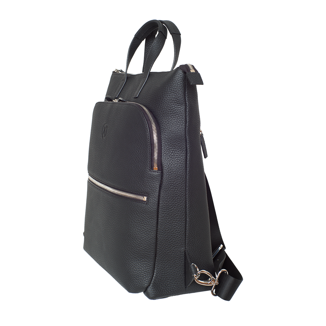 Shopper Rucksack 15 Zoll Leder schwarz