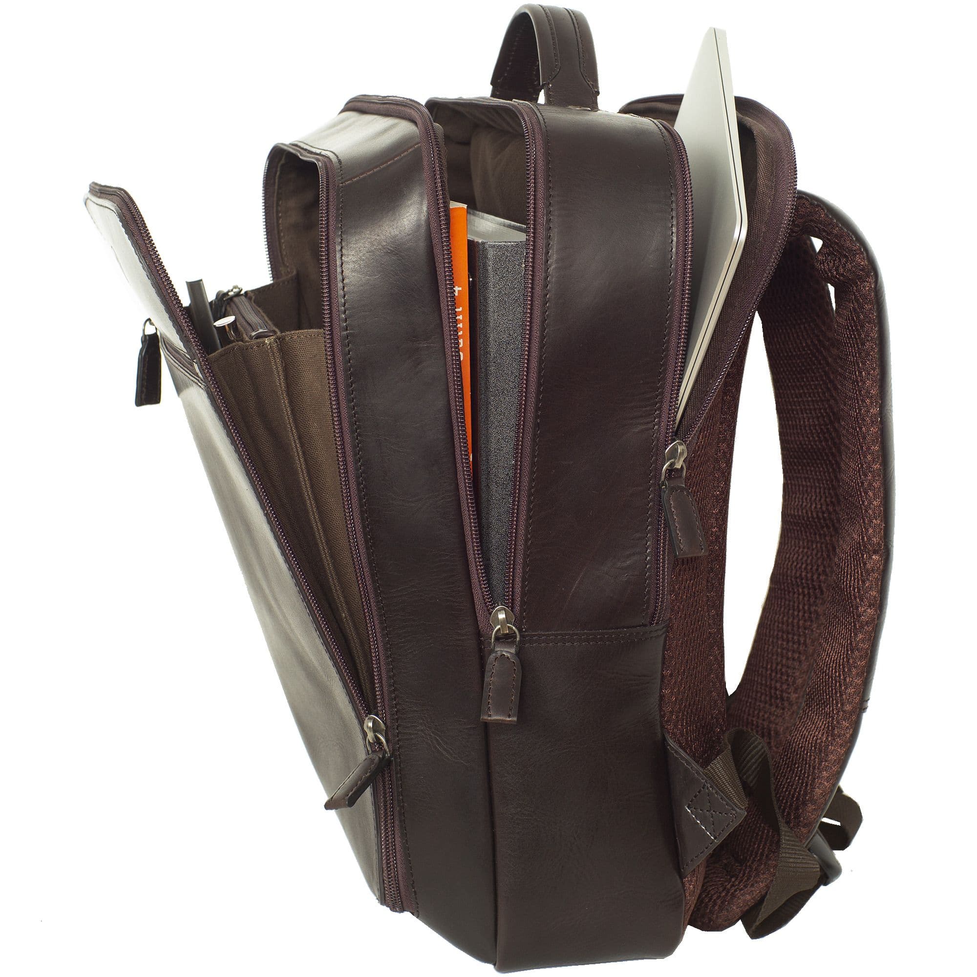 Businessrucksack Lederrucksack 15 Zoll Leder braun 2 große Fächer - Corf Offermann
