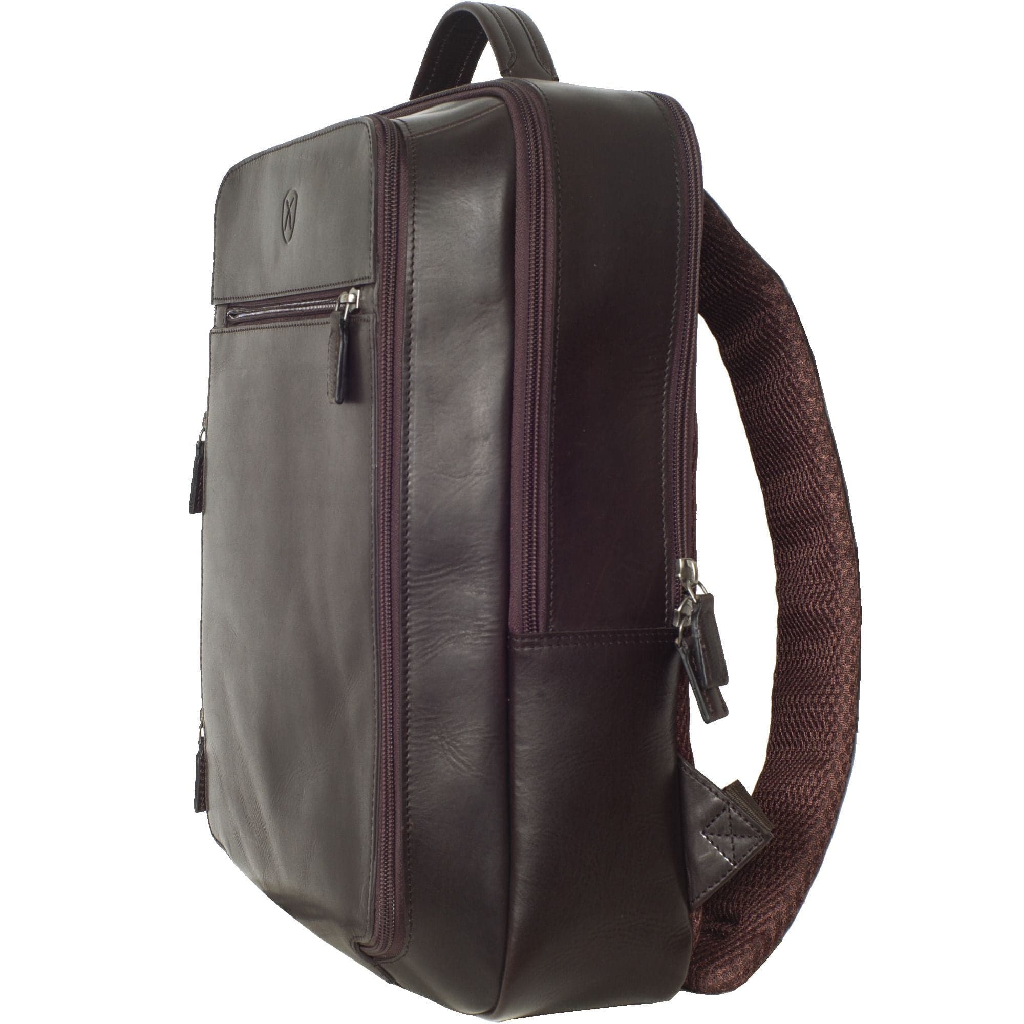 Businessrucksack Lederrucksack 15 Zoll Leder braun 2 große Fächer - Corf Offermann