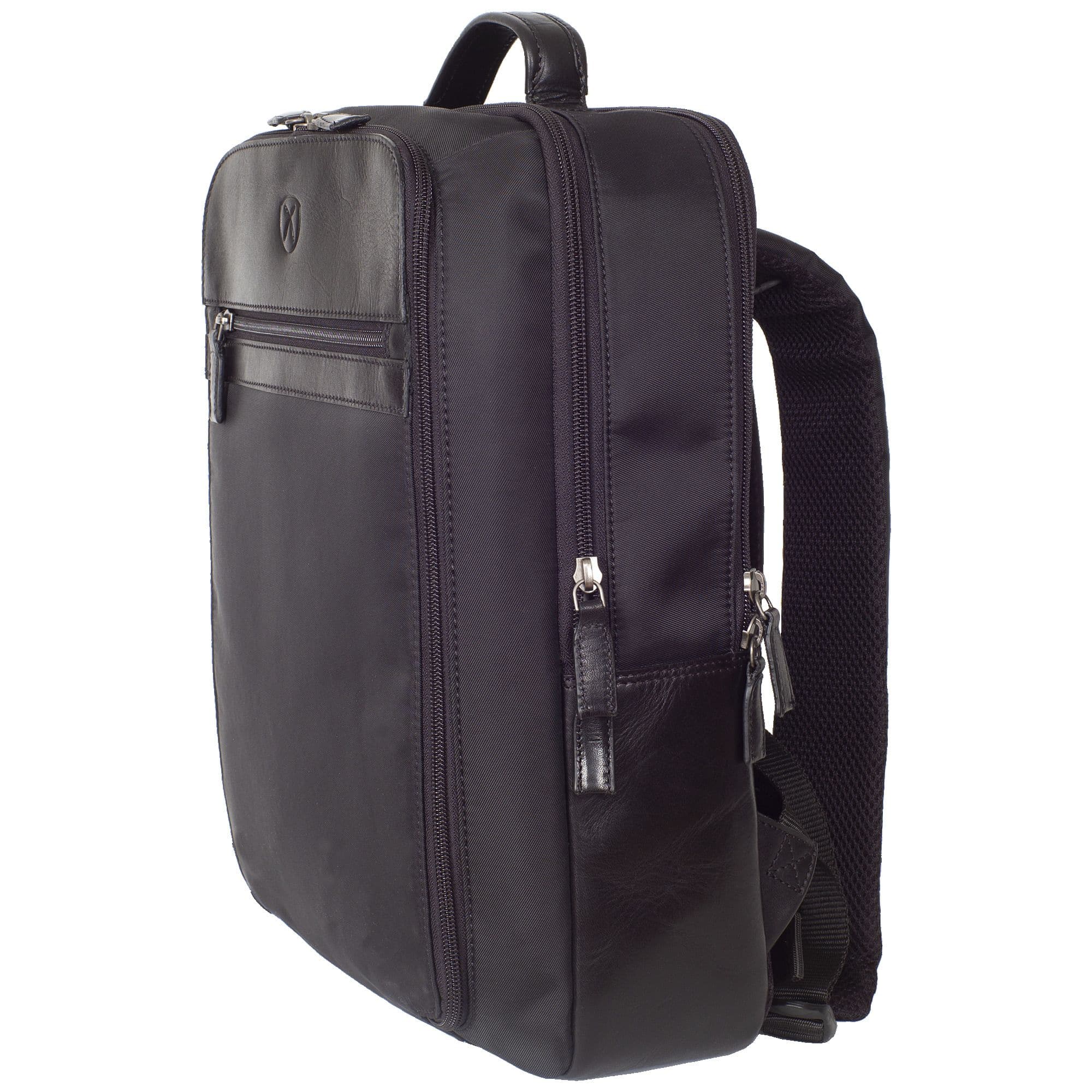 Businessrucksack Coram Nylon/Leder schwarz 15 Zoll