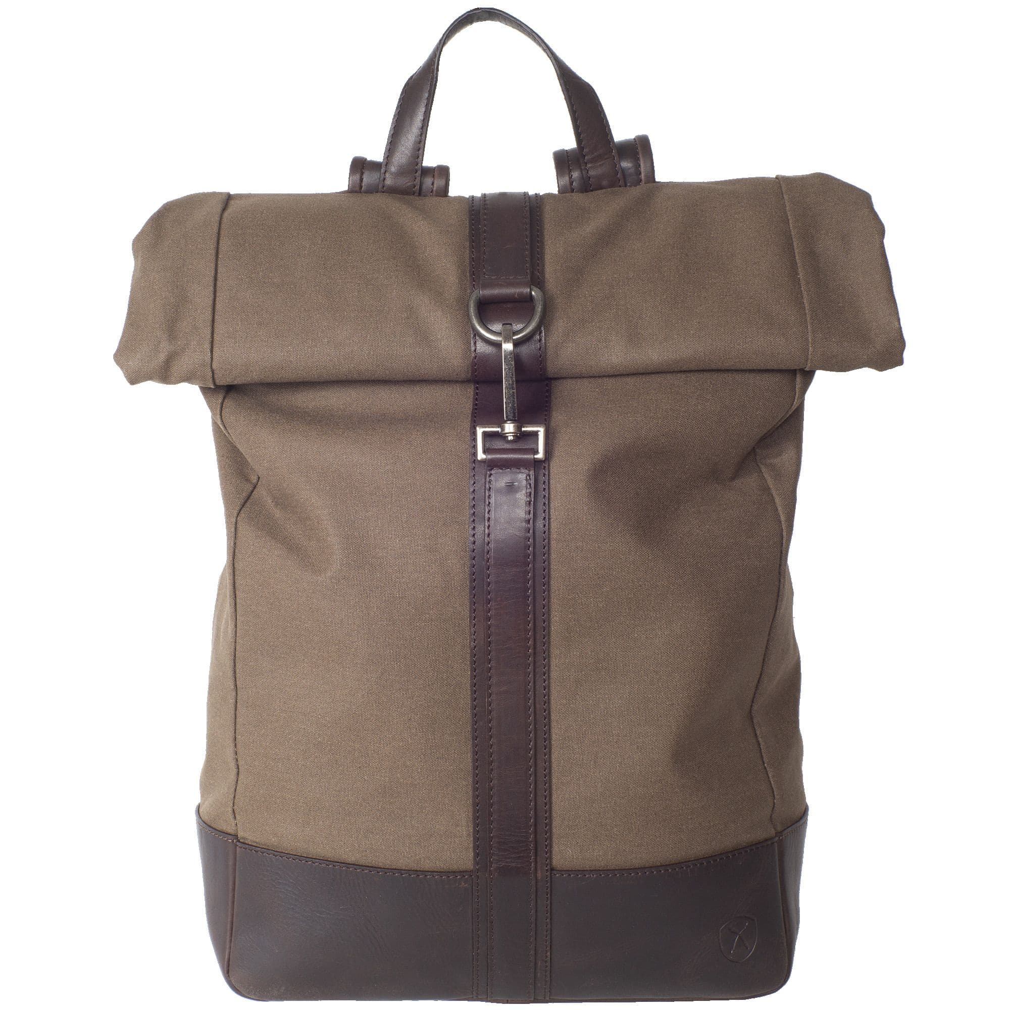 Lederrucksack Rucksack Damen Einrollen Rucksack Canvas/Leder Braun