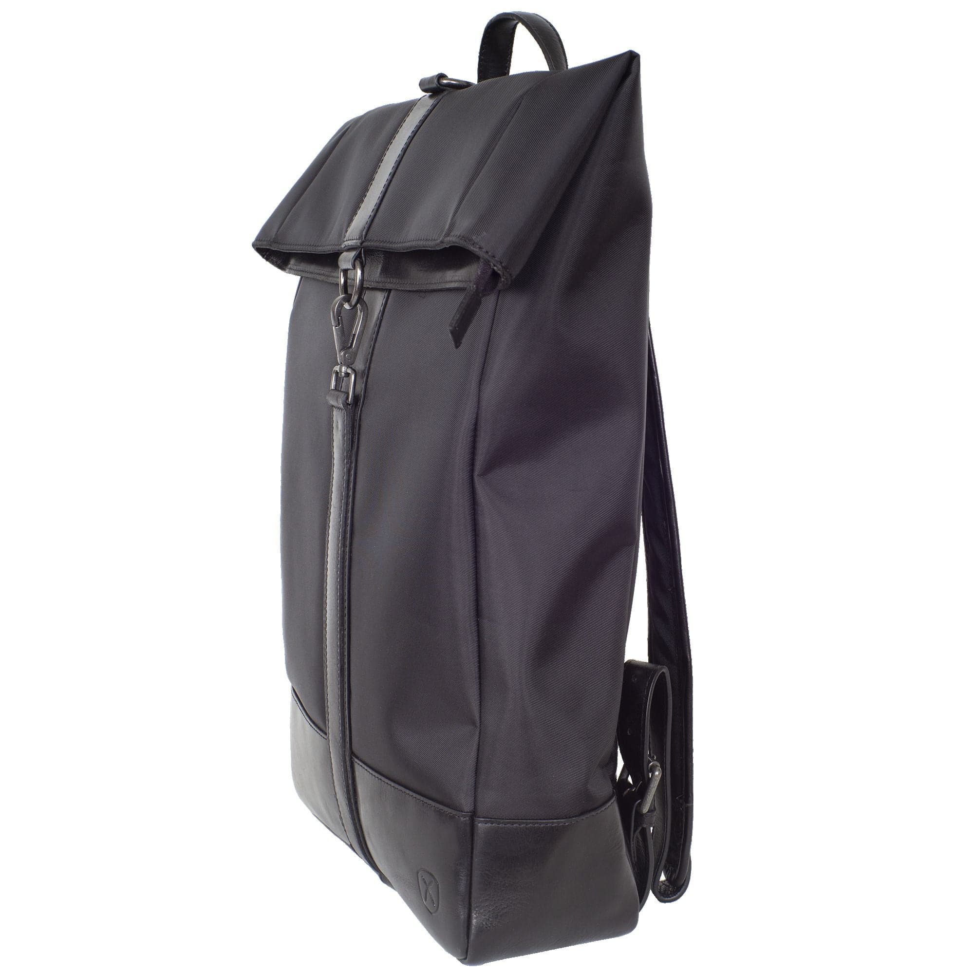 Rucksack Coram Nylon/Leder schwarz 15 Zoll