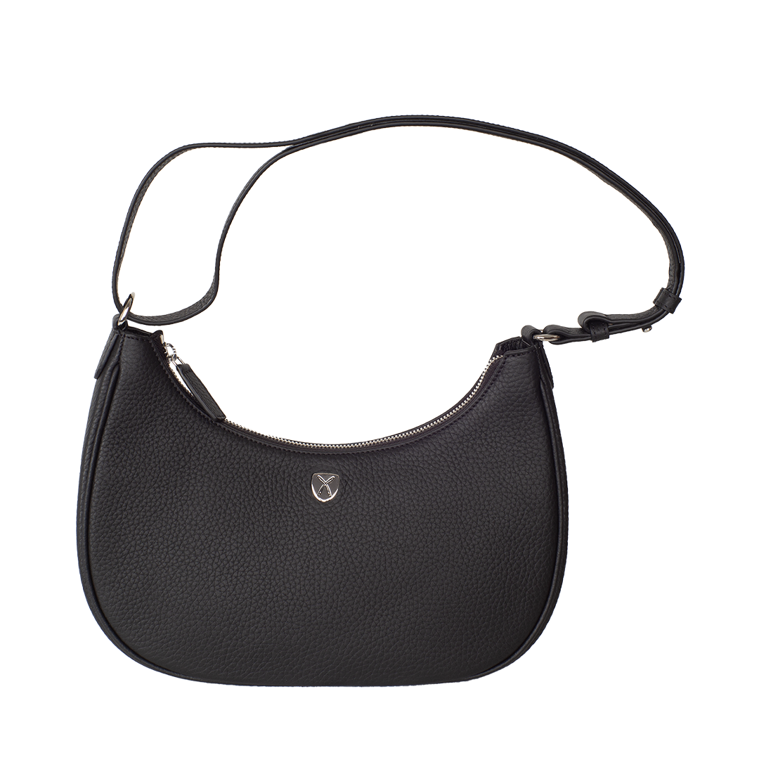 Elegante Schultertasche Leder schwarz