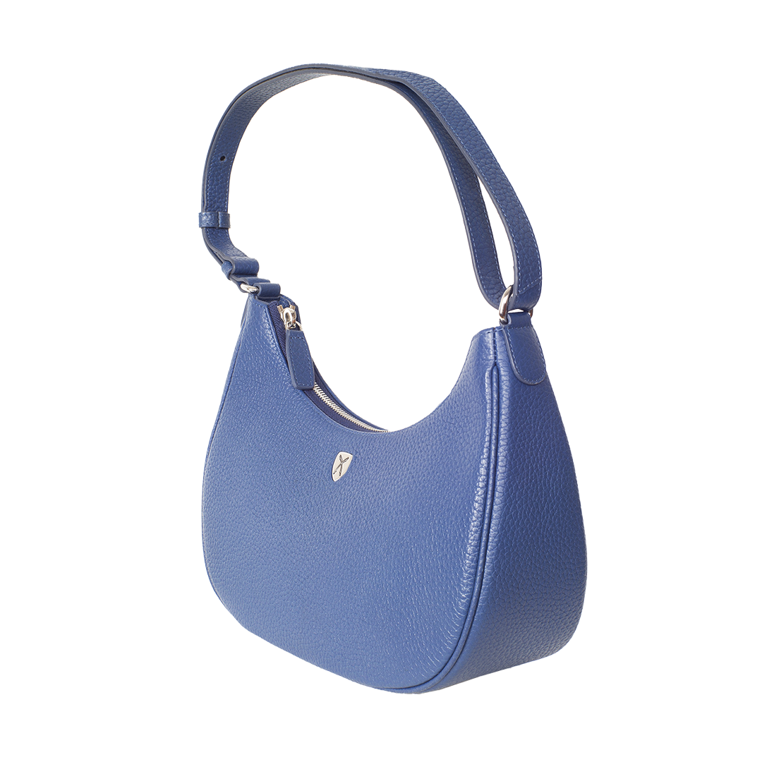 Elegante Schultertasche Leder hellblau