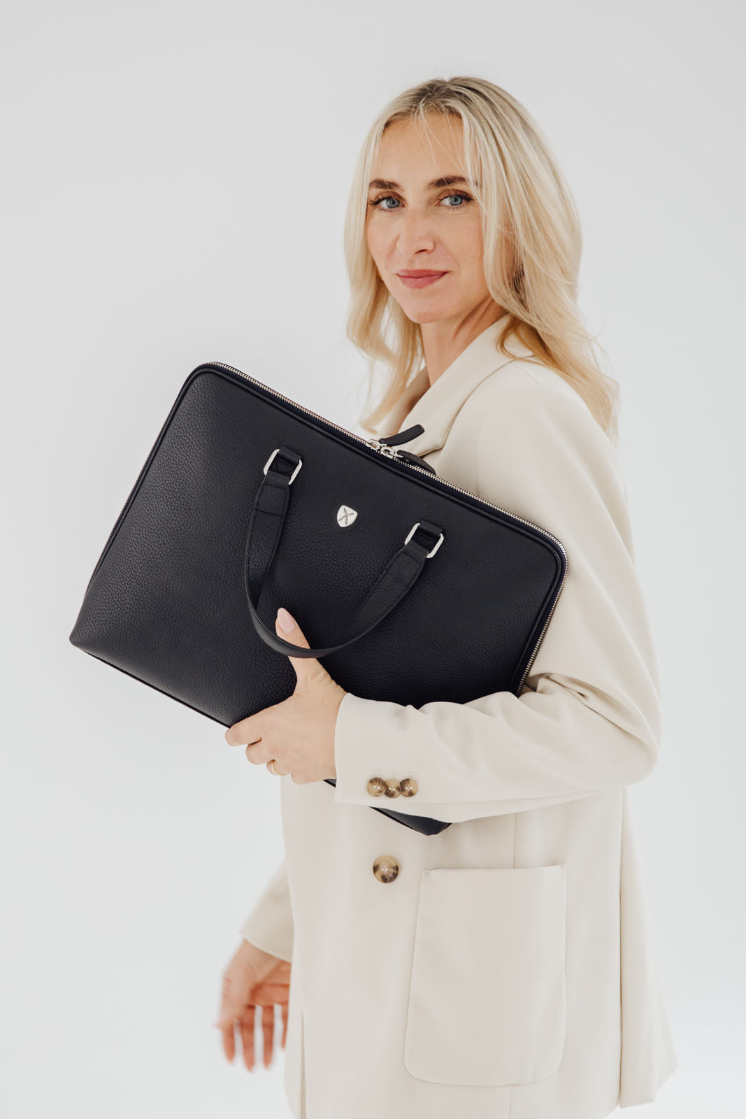 Businesstasche Laptoptasche 14 Zoll geprägtes Leder dunkel blau
