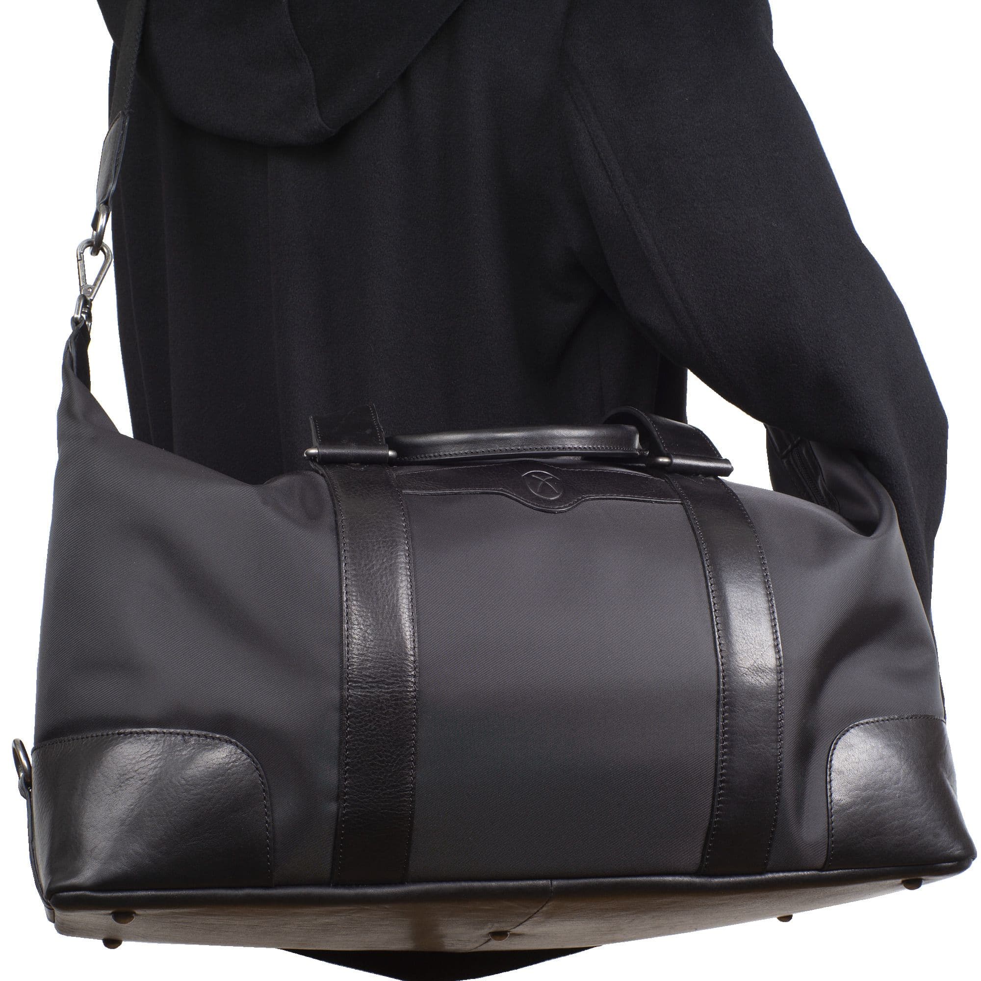 Reisetasche Weekender Leder Coram-Nylon schwarz