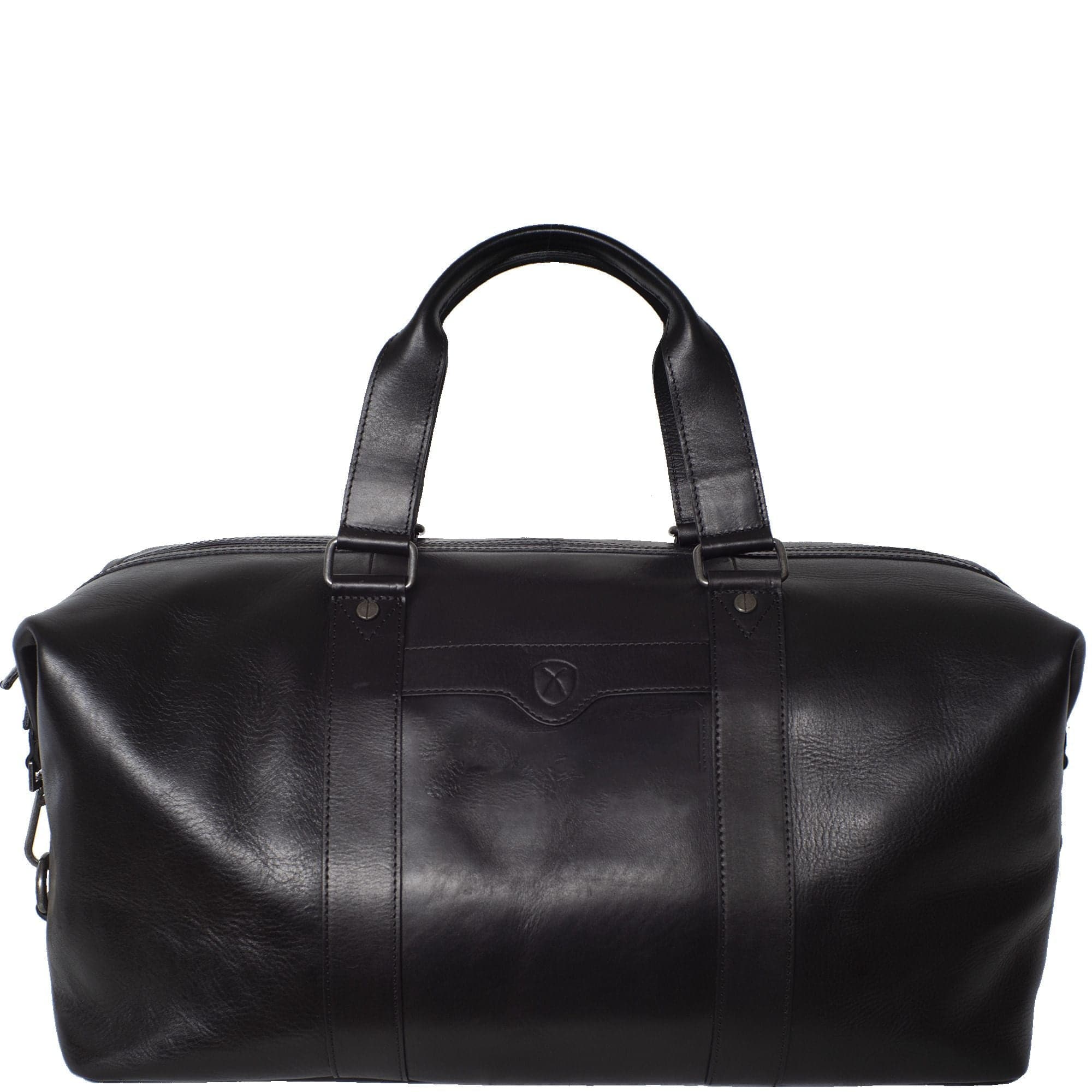 Leder Weekender Reisetasche Leder schwarz mit Trageriemen