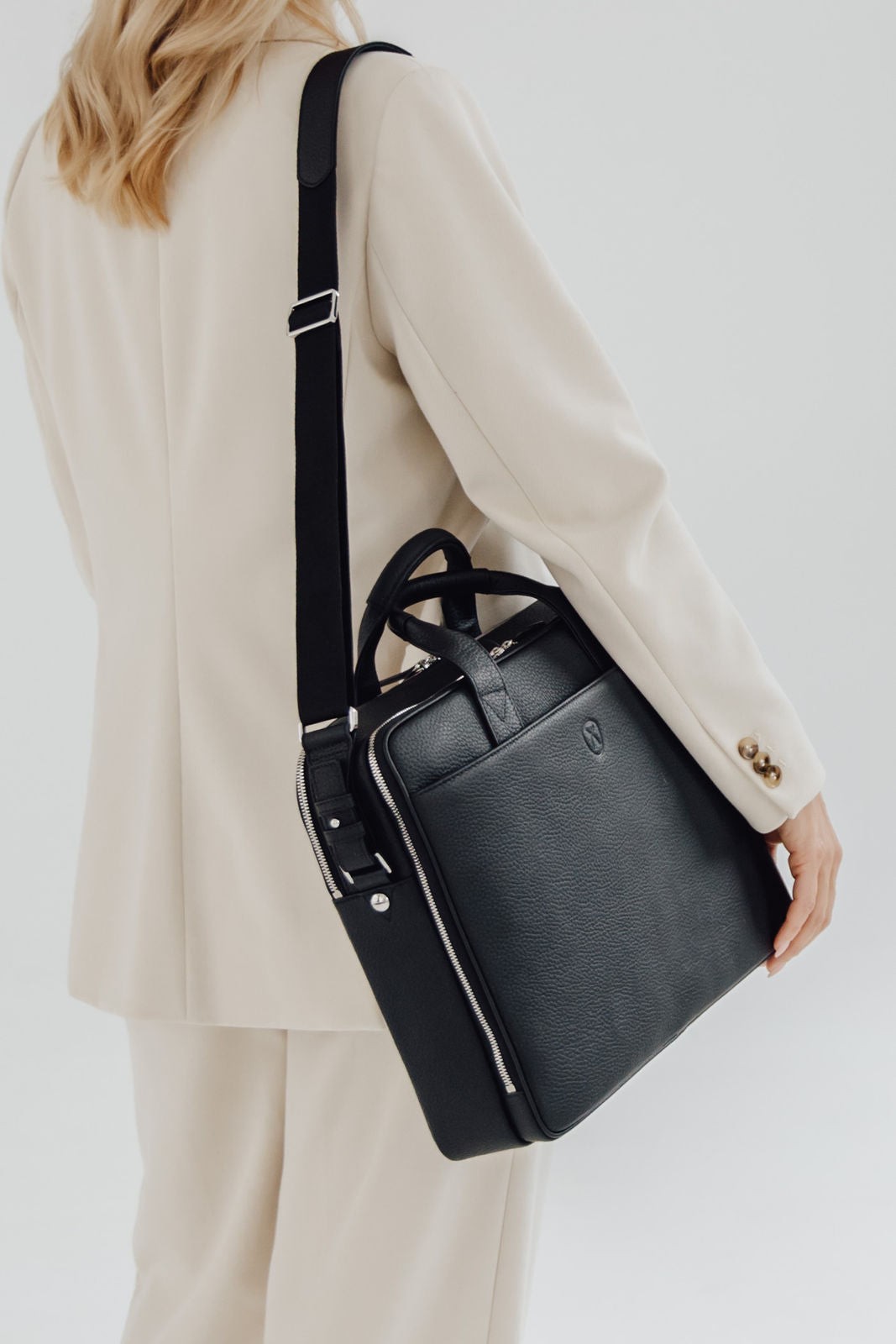 Laptoptasche Businesstasche 15 Zoll Leder schwarz
