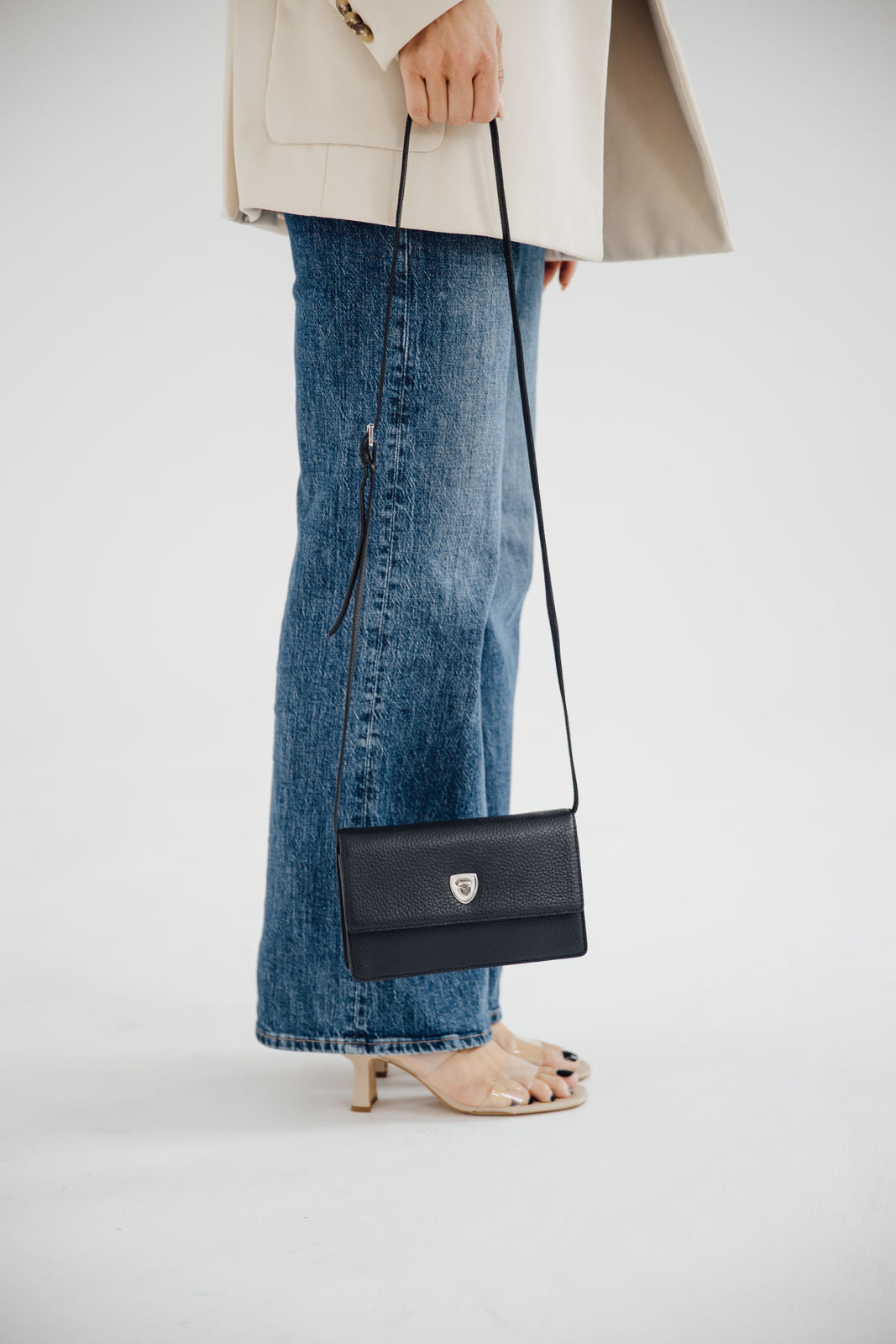 Handtasche Clutch Leder blau