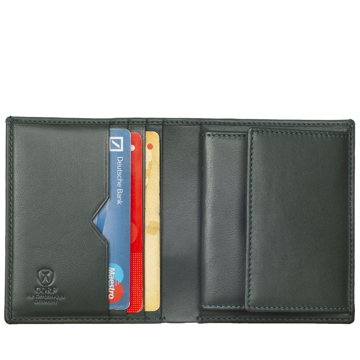 Geldbörse Portemonnaie klein Leder grün mit Münzfach - Corf Offermann