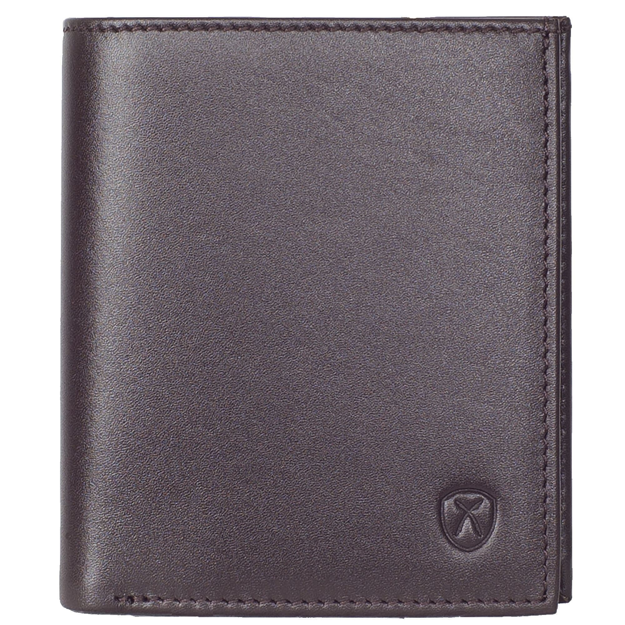 Geldbörse Portemonnaie klein glattes Leder braun mit Münzfach