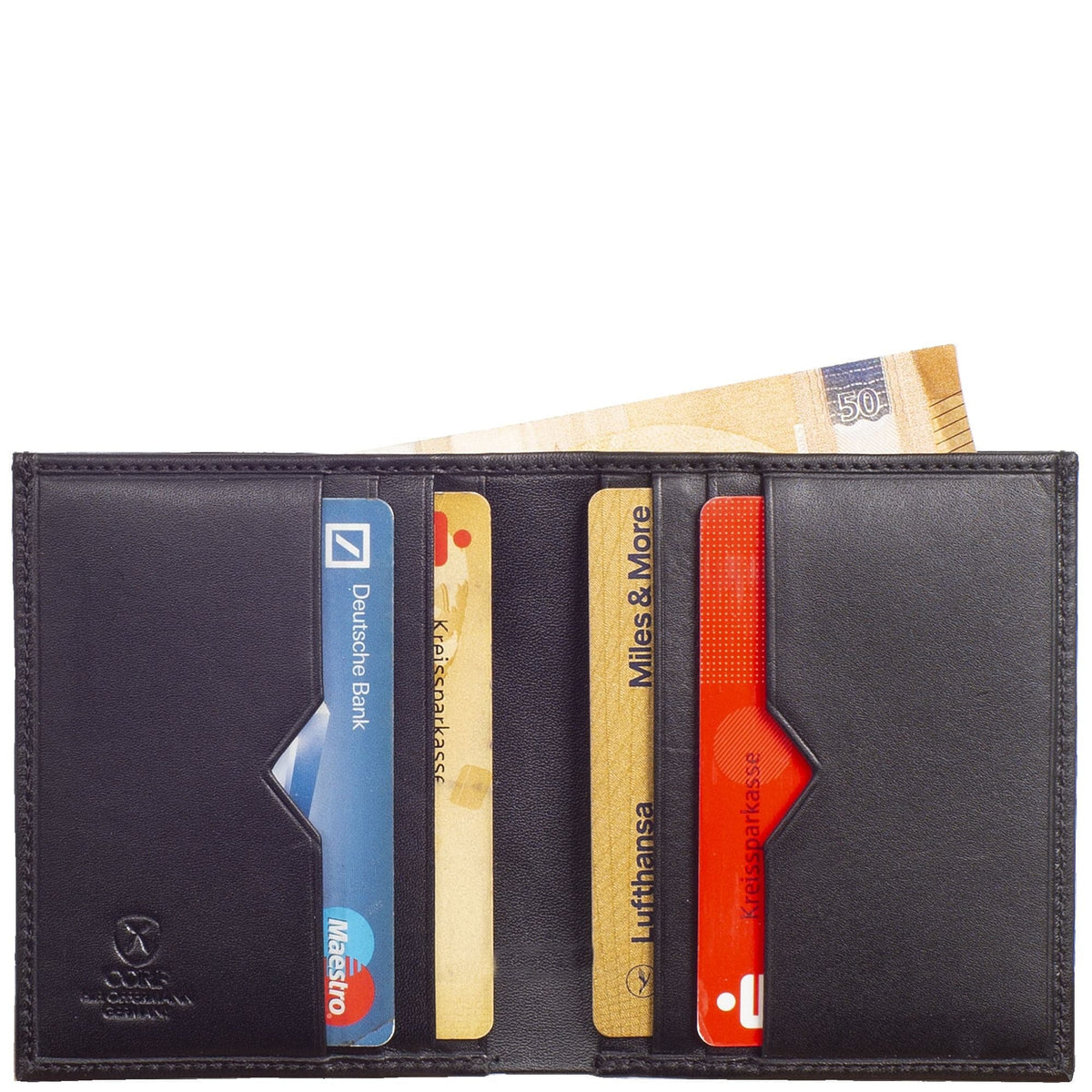 Kreditkartenetui Leder schwarz mit Scheinfach - Corf Offermann