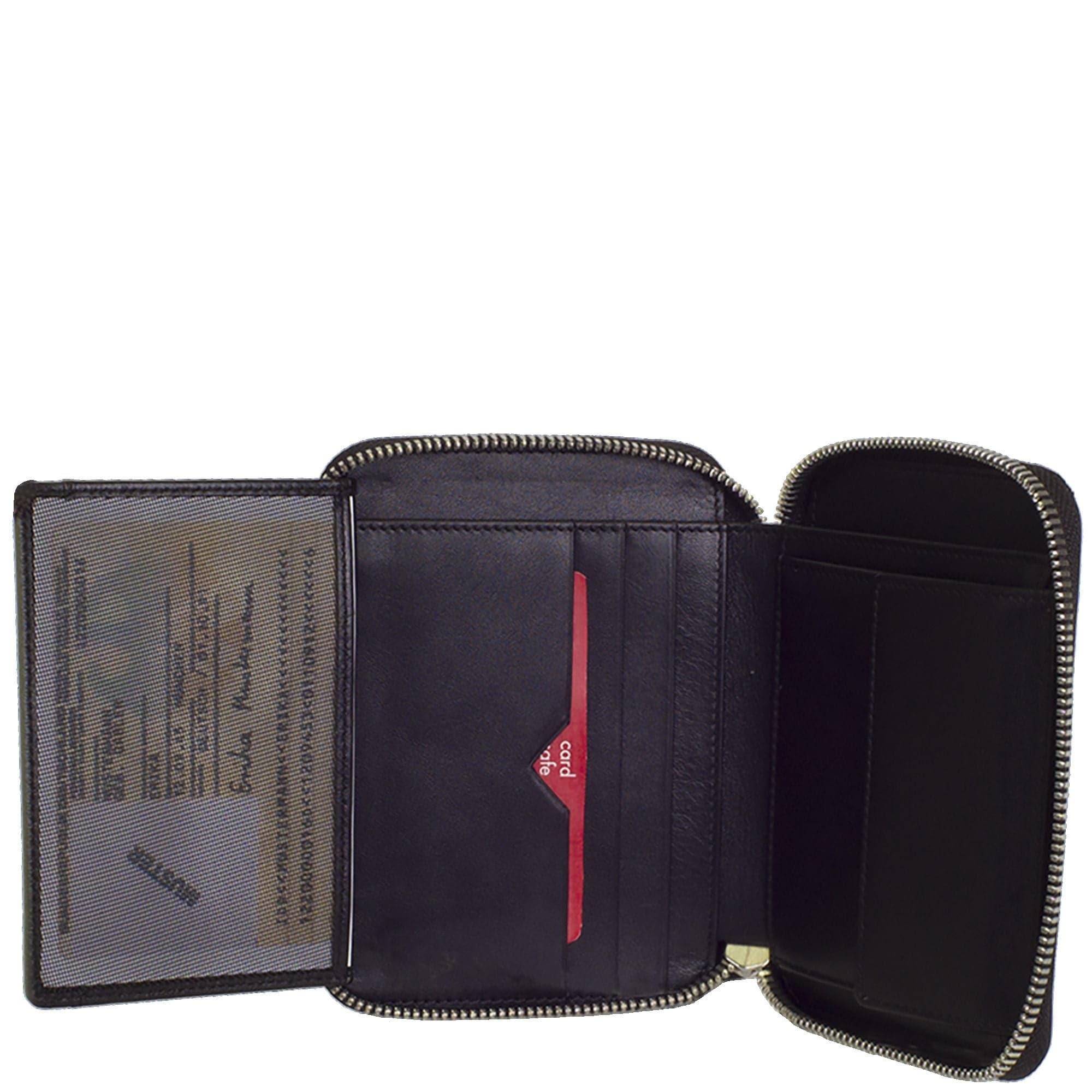 Geldbörse Portemonnaie Leder schwarz mit Reißverschluss