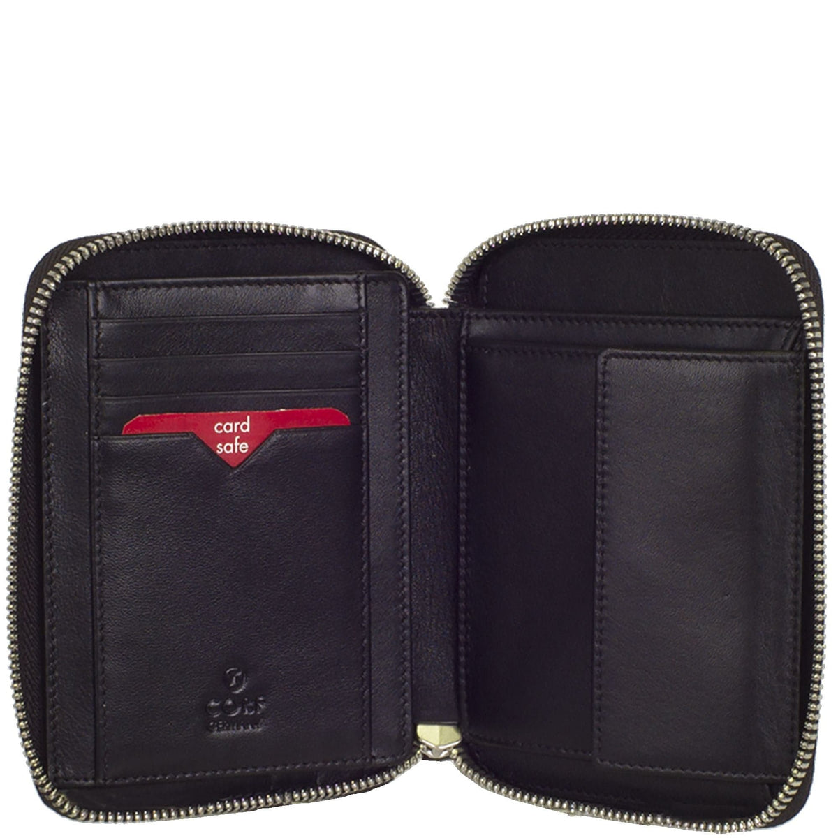 Geldbörse Portemonnaie Leder schwarz mit Reißverschluss - Corf Offermann