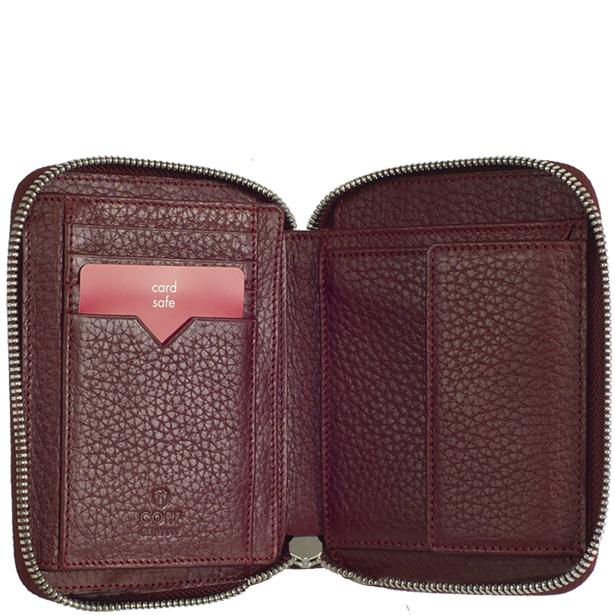 Geldbörse Portemonnaie Leder bordeauxrot mit Reißverschluss - Corf Offermann