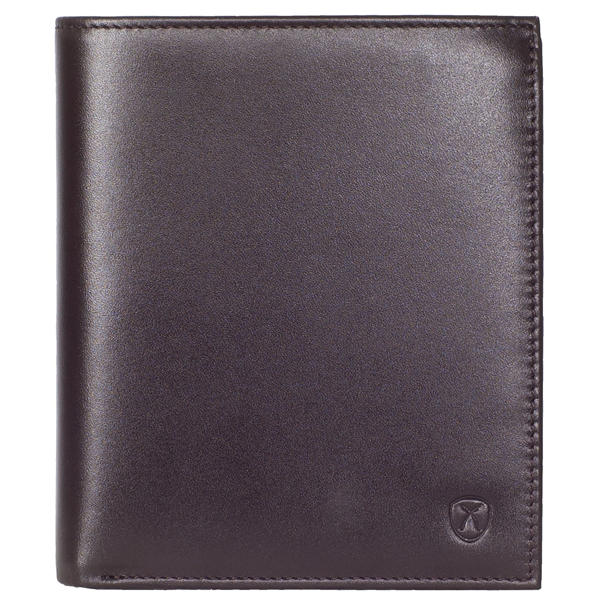 Geldbörse Portemonnaie glattes Leder braun 18 Fächer Corf Offermann