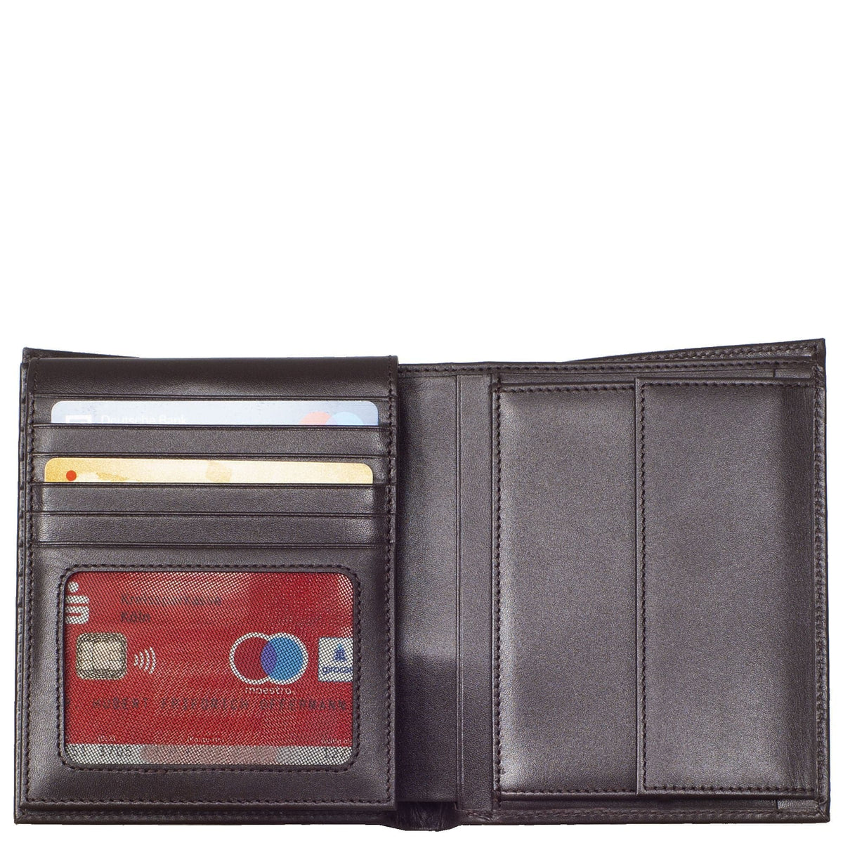 Geldbörse Portemonnaie glattes Leder braun 18 Fächer - Corf Offermann