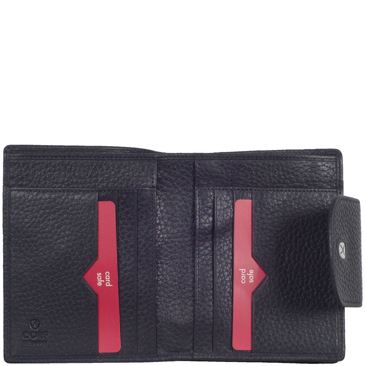 Geldbörse Portemonnaie Leder blau mit Lasche - Corf Offermann