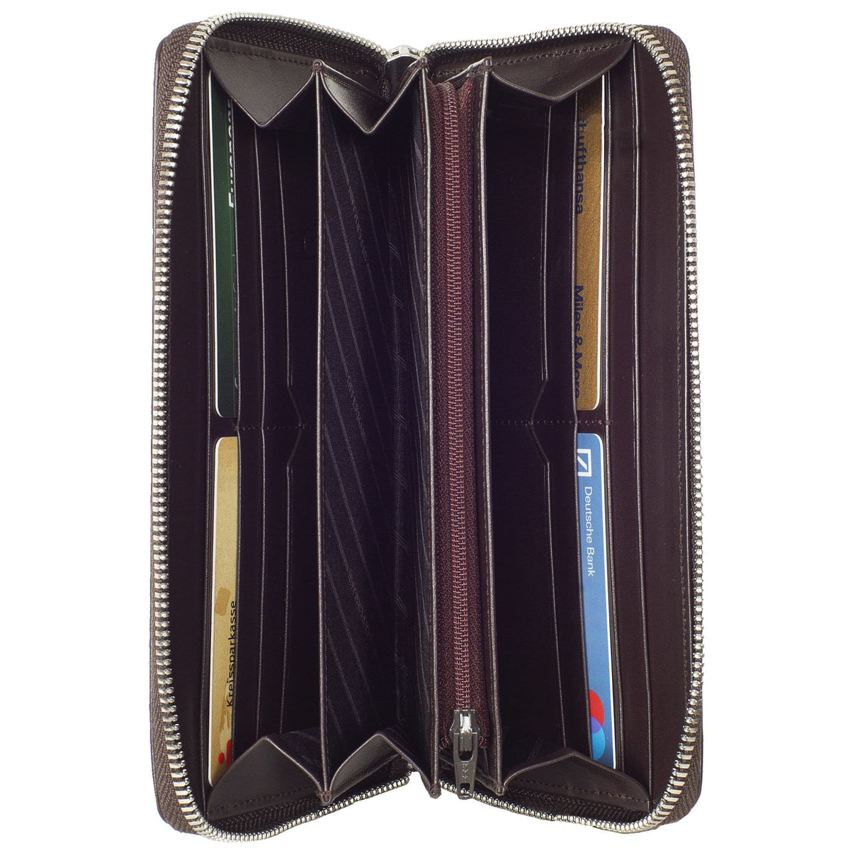 Geldbörse Portemonnaie glattes Leder braun mit Rundumreißverschluss - Corf Offermann