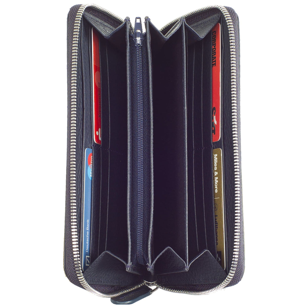 Geldbörse Portemonnaie Leder blau mit Rundumreißverschluss - Corf Offermann