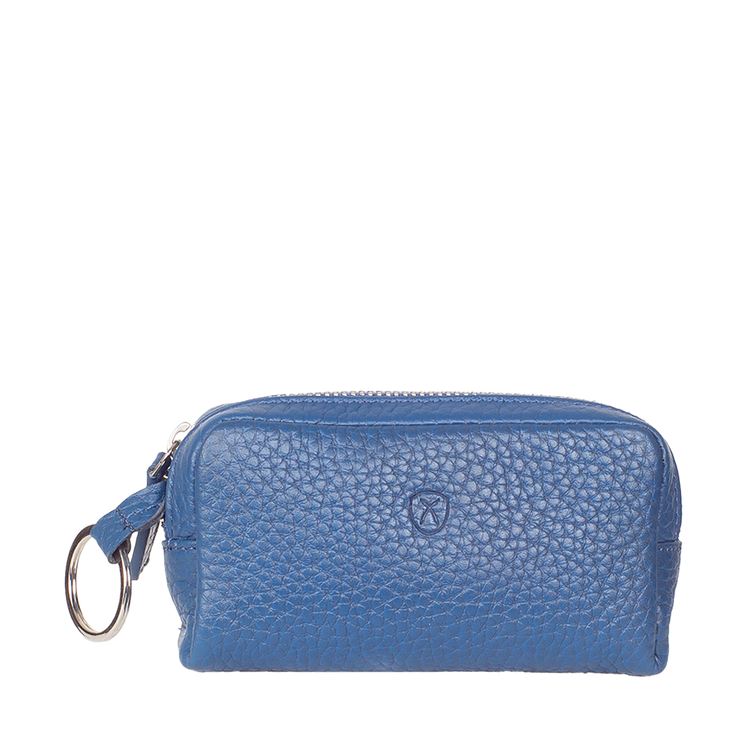 Schlüsseletui Leder geprägt blau