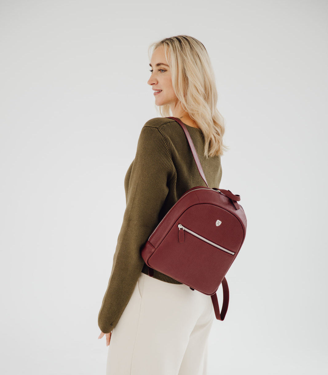 Damenrucksack Lederrucksack 10 Zoll Leder rot